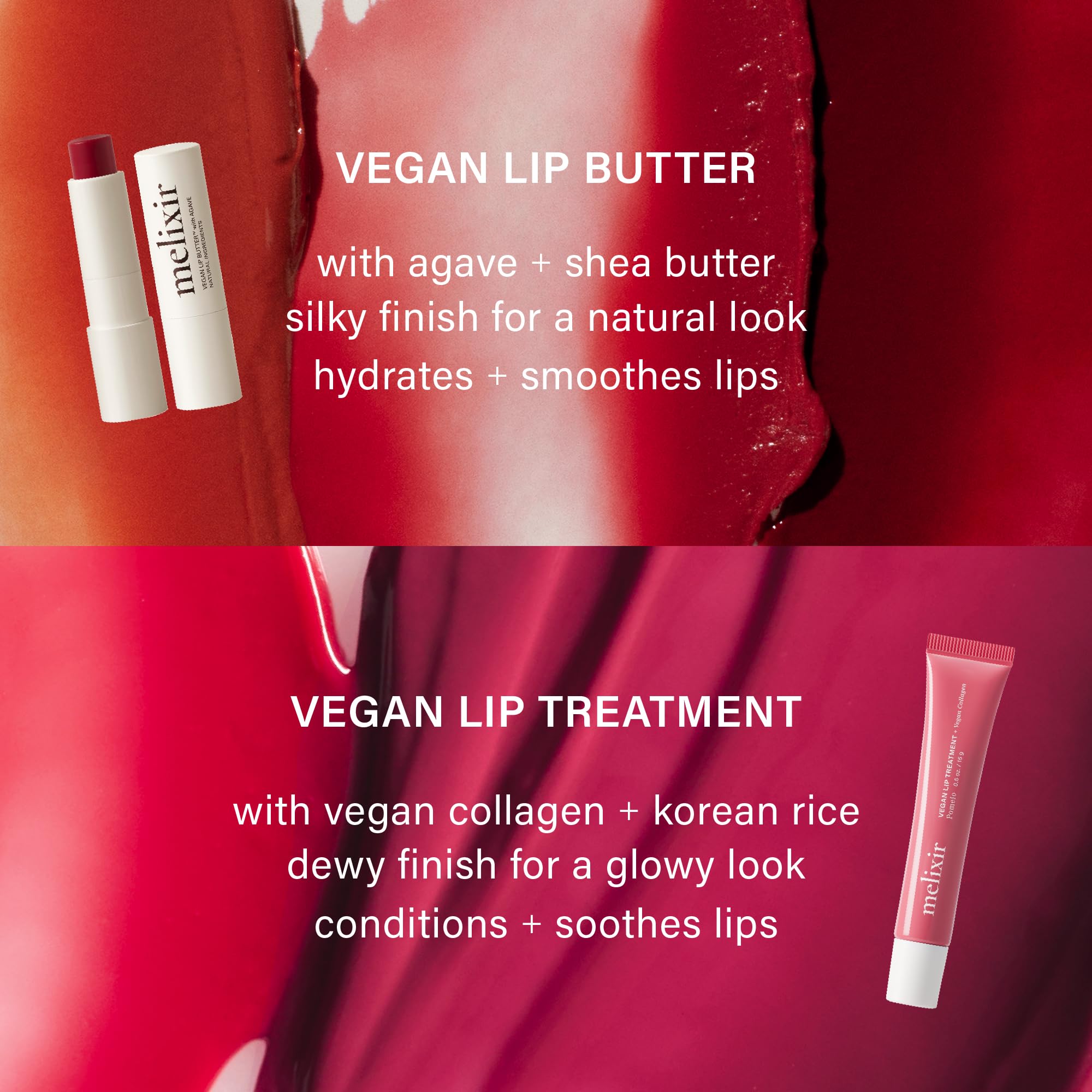Melixir Vegan Lip Treatment, Sheer Tinted Lip Balm for Instant Hydration & Shine, Moisturizing Lip Gloss, Infused with Vegan Collagen & Jojoba Oil, Cruelty-Free, Korean Skincare-4 Berry(0.5oz/15g)