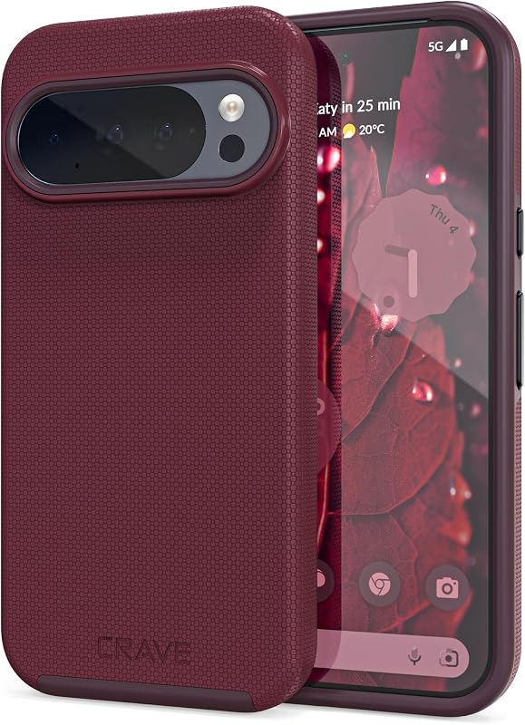 Crave Dual Guard Case for Google Pixel 10 and 10 Pro - Berry | Designed for both the Google Pixel 10 and Pixel 10 Pro (6.3 inch) with Wireless Charging Compatibility and a Textured Grip