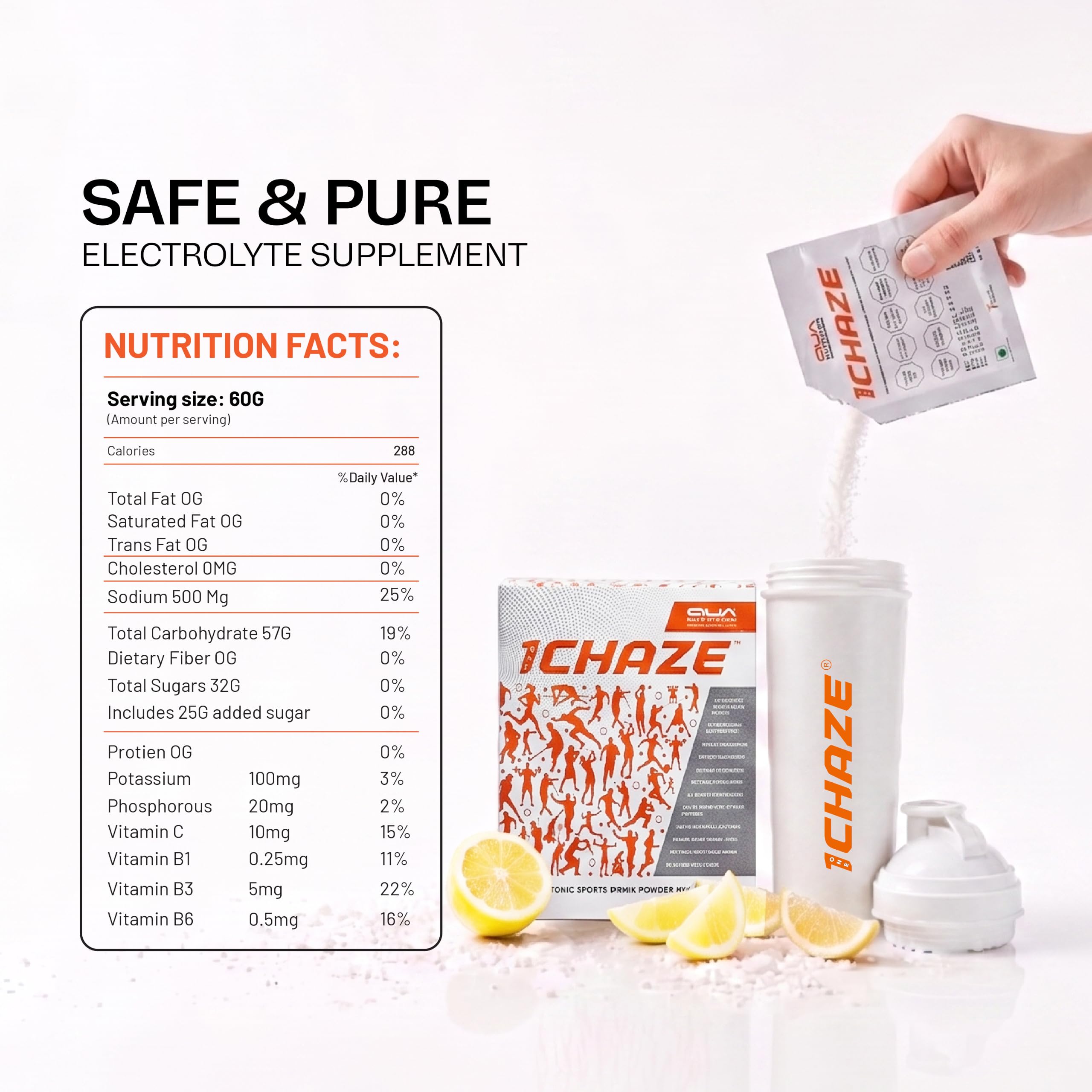 QUA Nutrition1CHAZE Isotonic Sports Drink Powder 2kg | 6% Isotonic Hydration Energy Drink | Pre & Post Workout Nutrition Drink for Men and Women | Multi-Vitamin Electrolytes | Restores Hydration & Energy — Amazon image 8