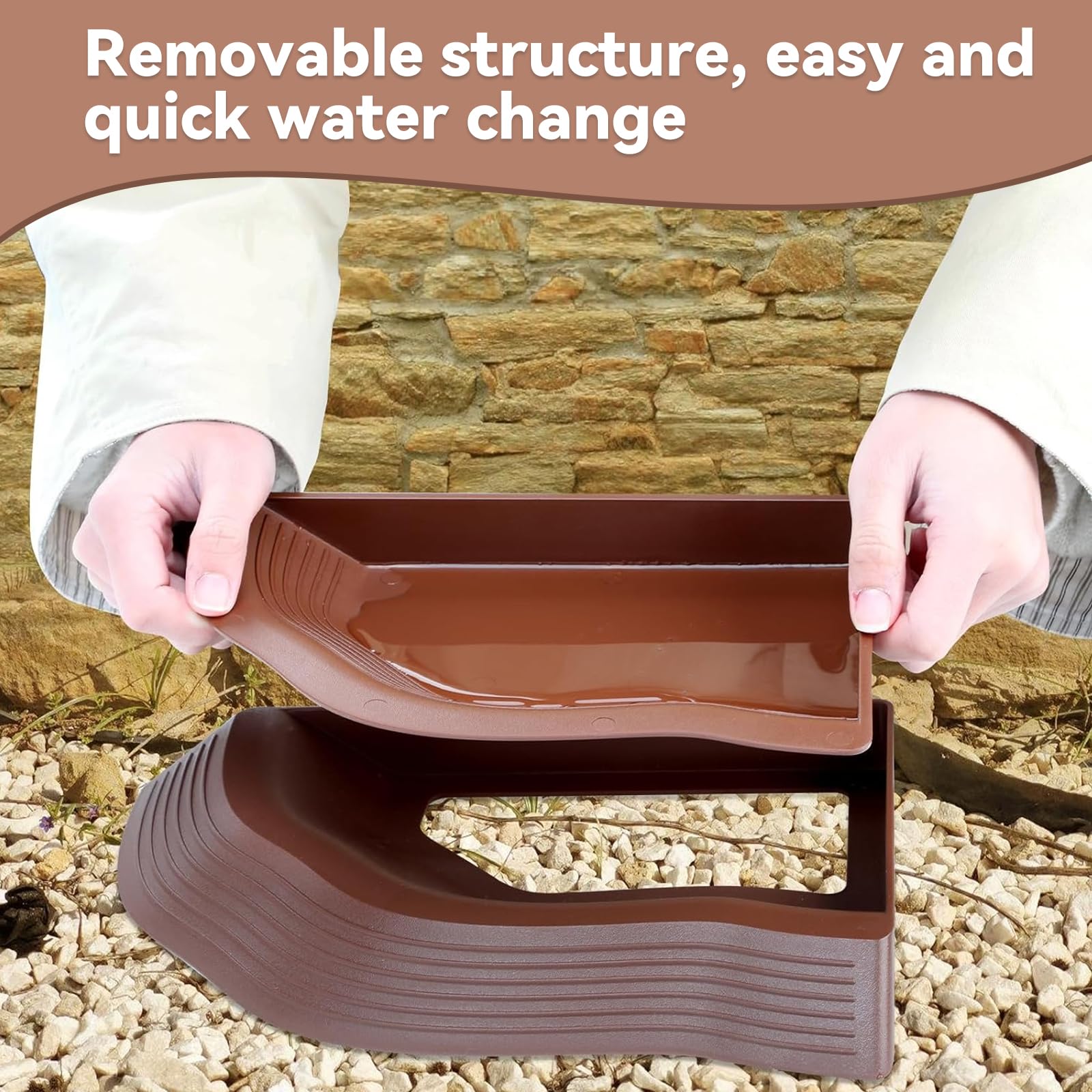 Vasca da Bagno per Tartarughe, Piatto per Acqua per Tartaruga con Rampa, Ciotola per Acqua per Rettili (27.4×19.7×2.7cm) - 5