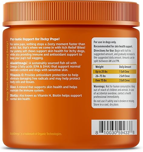 Miniatura 9 de Zesty Paws Alivio de la picazón para perros – Masticables para picazón en la piel y el pelaje – Aceite de pescado omega-3 con EPA y DHA – Suplemento