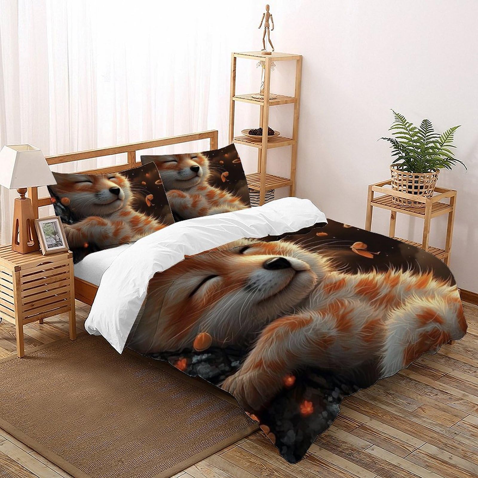 Housse de couette super king renard animaux land 3d
