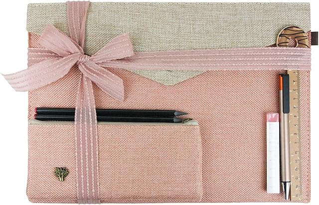Emartbuy Cool Stationery Unique Gift Set with Document Holder Pencil Case Pencils Ball Point Pen Eraser Ruler in Ribbon