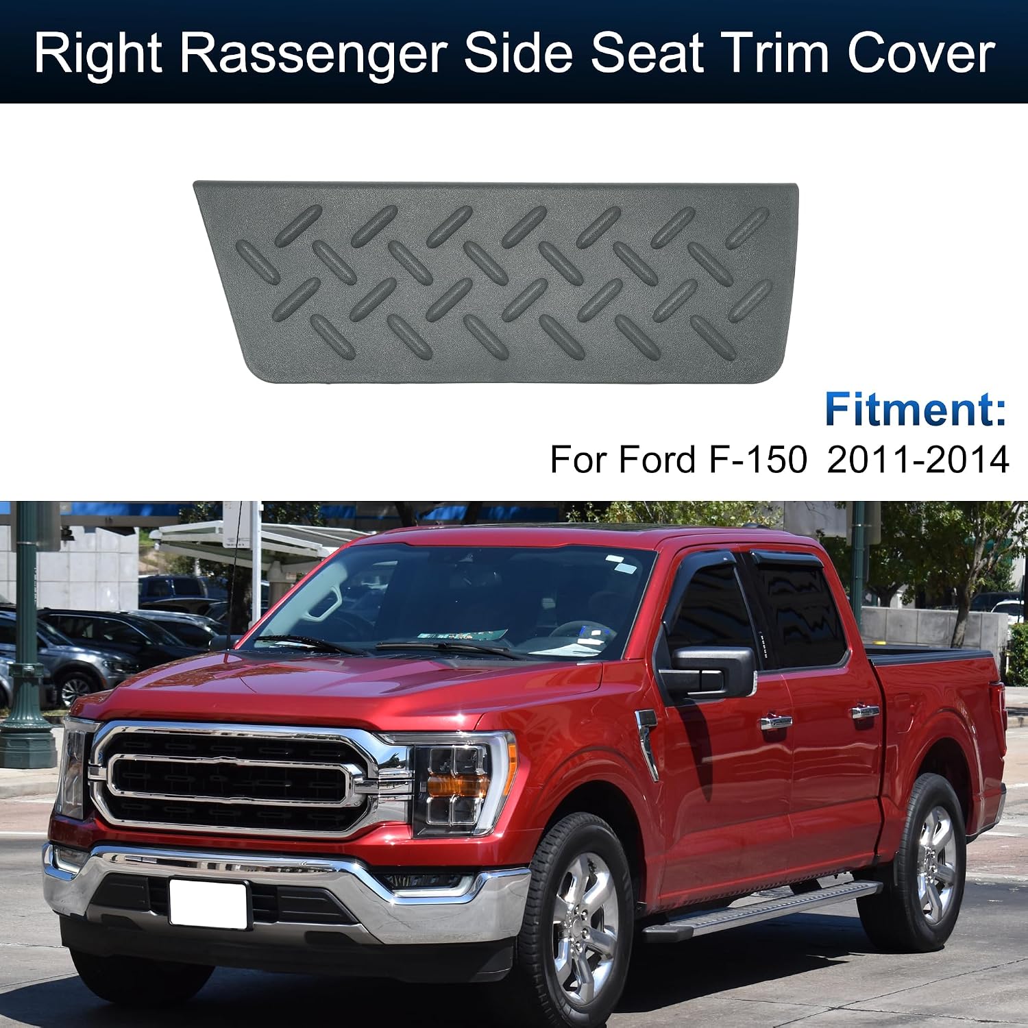 Passenger Right Side Front Seat Shield Cover Panel Bezel Trim Fit for Ford F-150 2011-2014 Replacement No.BL3Z-14A706-CC Front Seat Trim Cover Gray
