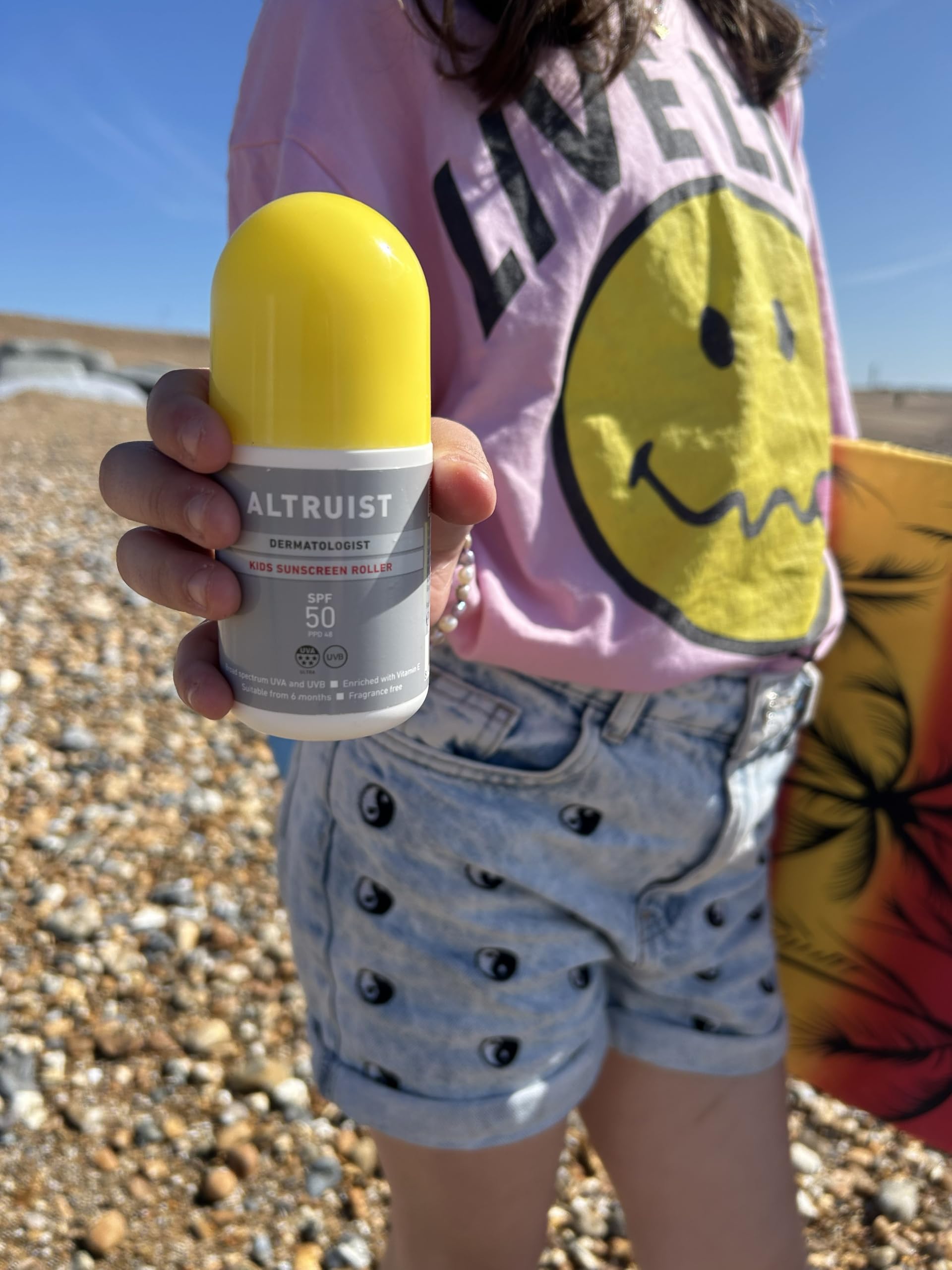 Altruist Kids Roller écran solaire SPF 50 pour enfants et bébés (à partir de 6 mois), protection UVA 5 étoiles, imperméable, non gras, avec vitamine E, application facile - 100 ml