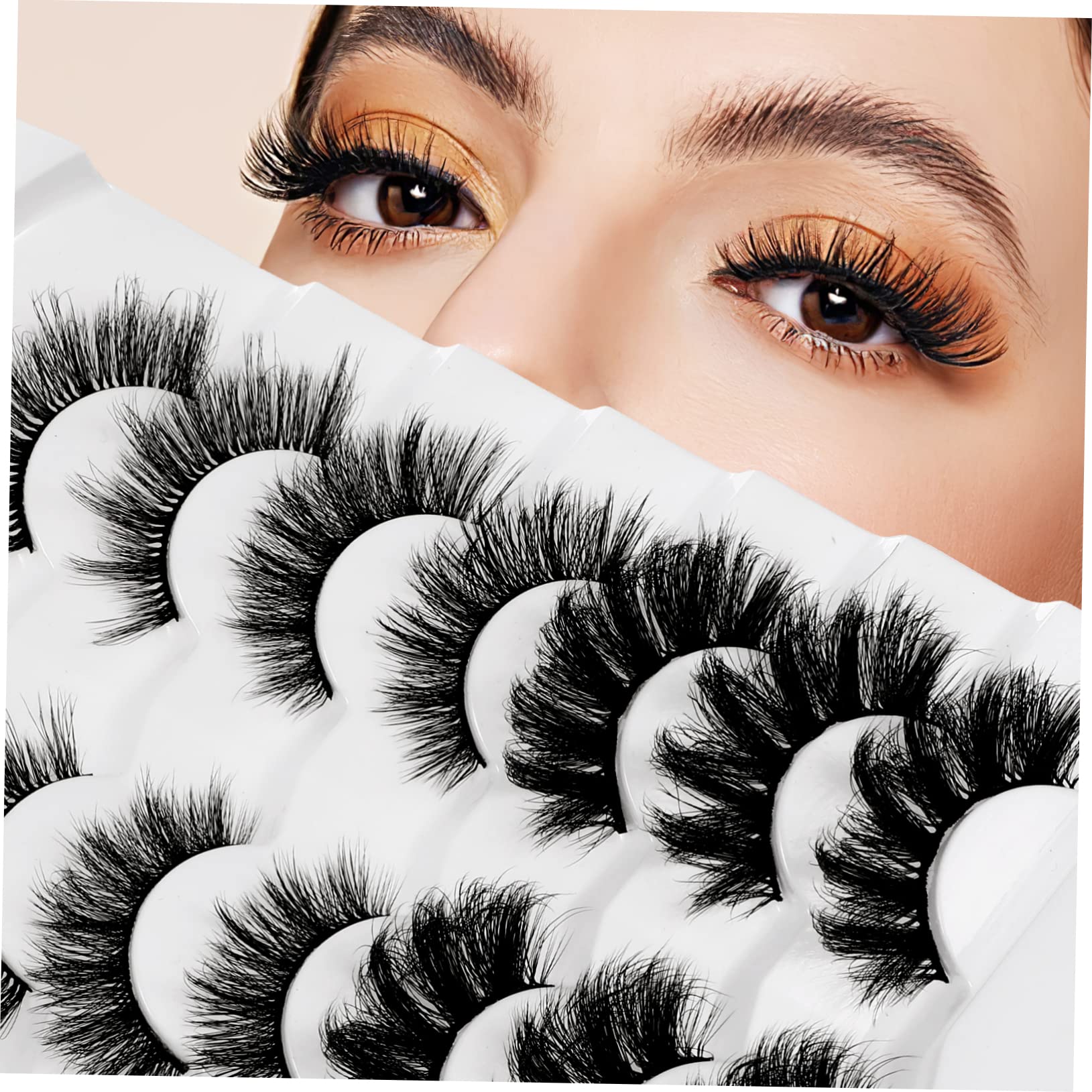 Beavorty 5 Set Di Ciglia Finte A Lunghezza Intera Effetto Vaporoso Per Il Trucco Femminile 7 Paia*5