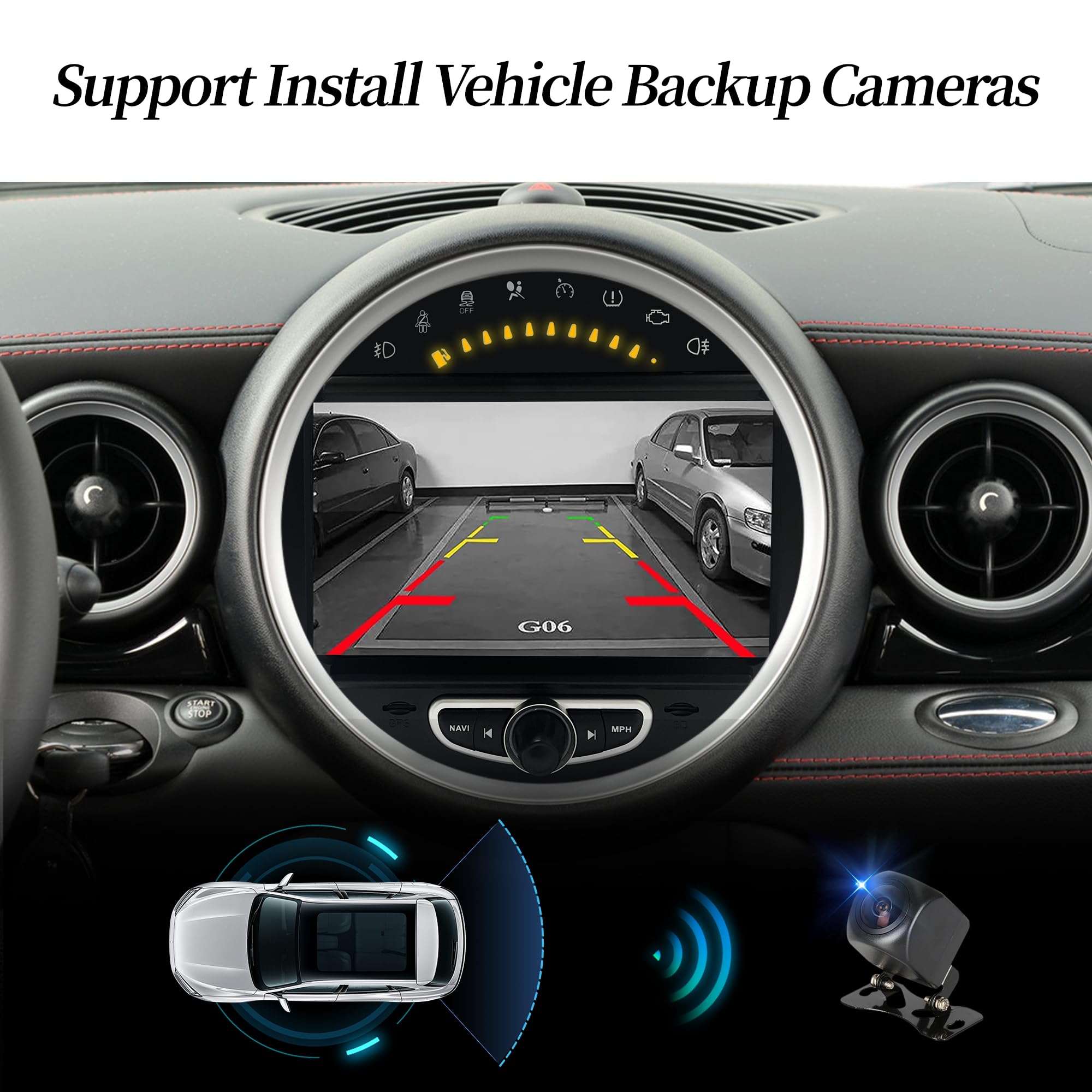 Aktualizacja ekranu dotykowego 20.3 cm do Mini Cooper R55 R56 R57 R58 R59 R60 R61 16.5 cm CIC CarPlay Android Auto Split Screen Mirroring Full Screen Phones Navigation Waze Netflix kamery cofania (128