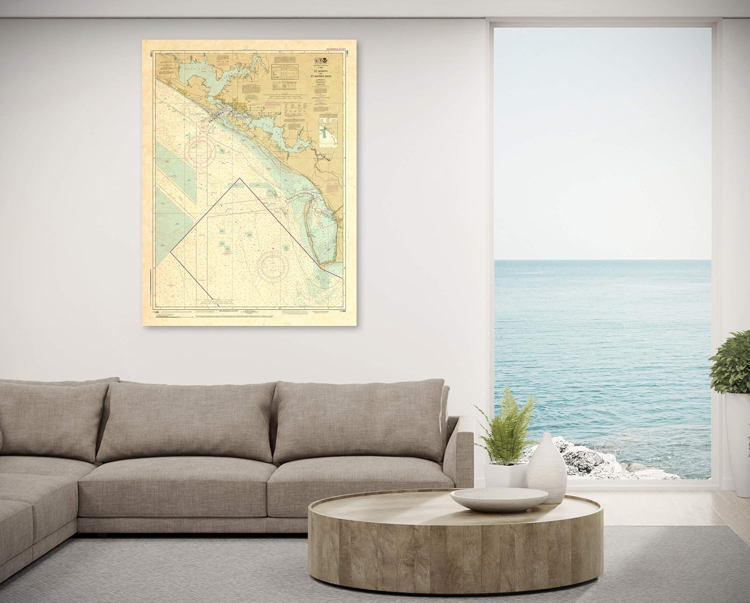 Paradise Cay Publications, Inc. Antiqued NOAA Chart 11389: St Joseph and St Andrew Bays