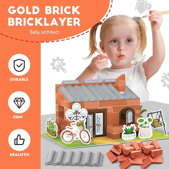 Construction Toy Set Mini Bricks for Model Building | Tiny Home Building Toy with Mini Bricks, Real Mini Bricks & Mortar, STEM Creative Building Toy, Gift for Boys Girls