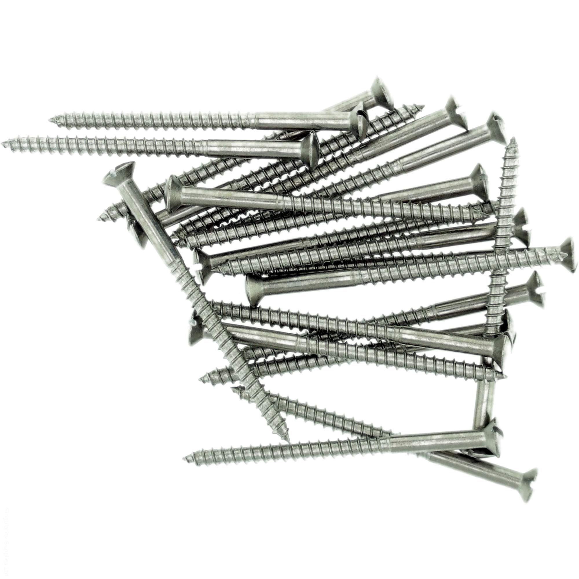 Singularity Supplies No.14 X 1.18 (6.0Mm X 30Mm) Slot Raised Countersunk Wood Screw - Stainless Steel (A2) (Pack Of 20)