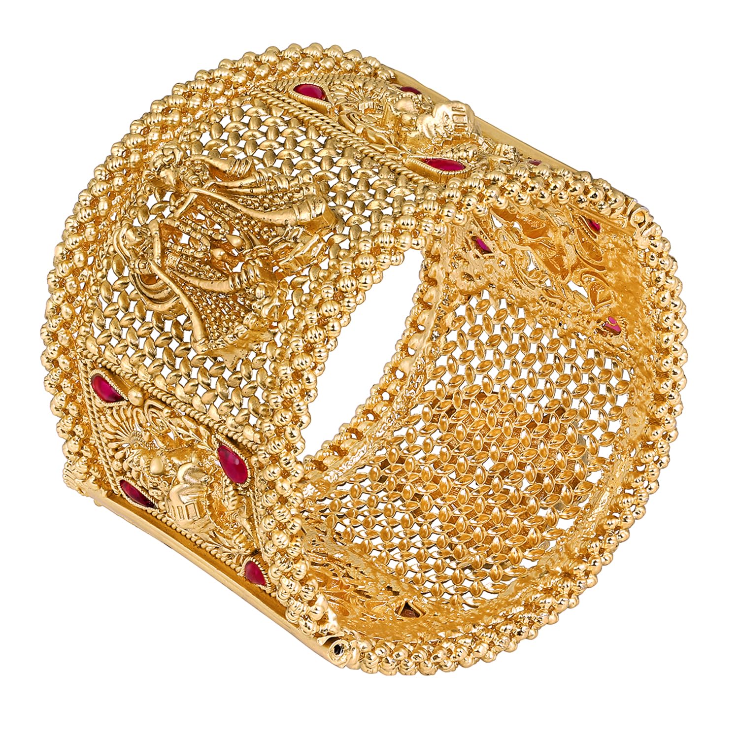 peora Gold Plated Openable Kadaa Bangle Traditional Jewelry Set Gift for Women-picture-12