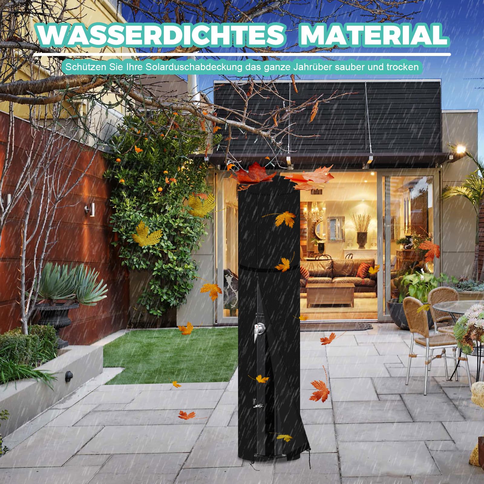Couverture de Douche Solaire, Couverture de Douche Solaire 600D, Couverture de Douche Solaire résistante à la Pluie, à l'eau et au Soleil pour Jardin - Noir (67 * 220cm)