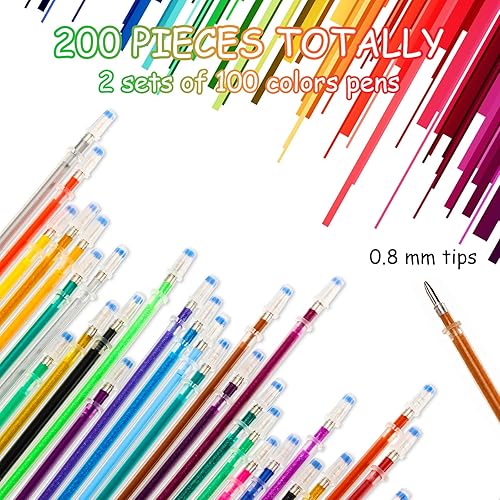 Miniatura 2 de Zonon 200 recambios de bolígrafo de tinta de gel para niños y adultos, libros de colorear, dibujar, garabatear, manualidades, diario, álbumes de