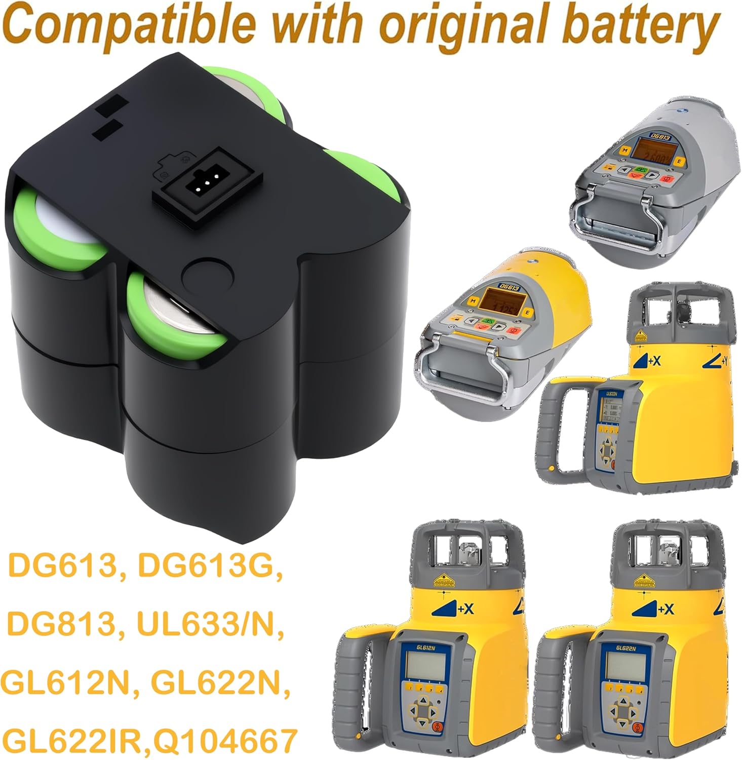 CS BATTERY (2Pack) Replacement Battery for Spectra Precision GL622 GL612 UL633N DG613 DG613G DG813 Q104782 2414-3001 10000mAh Ni-MH 4.8V