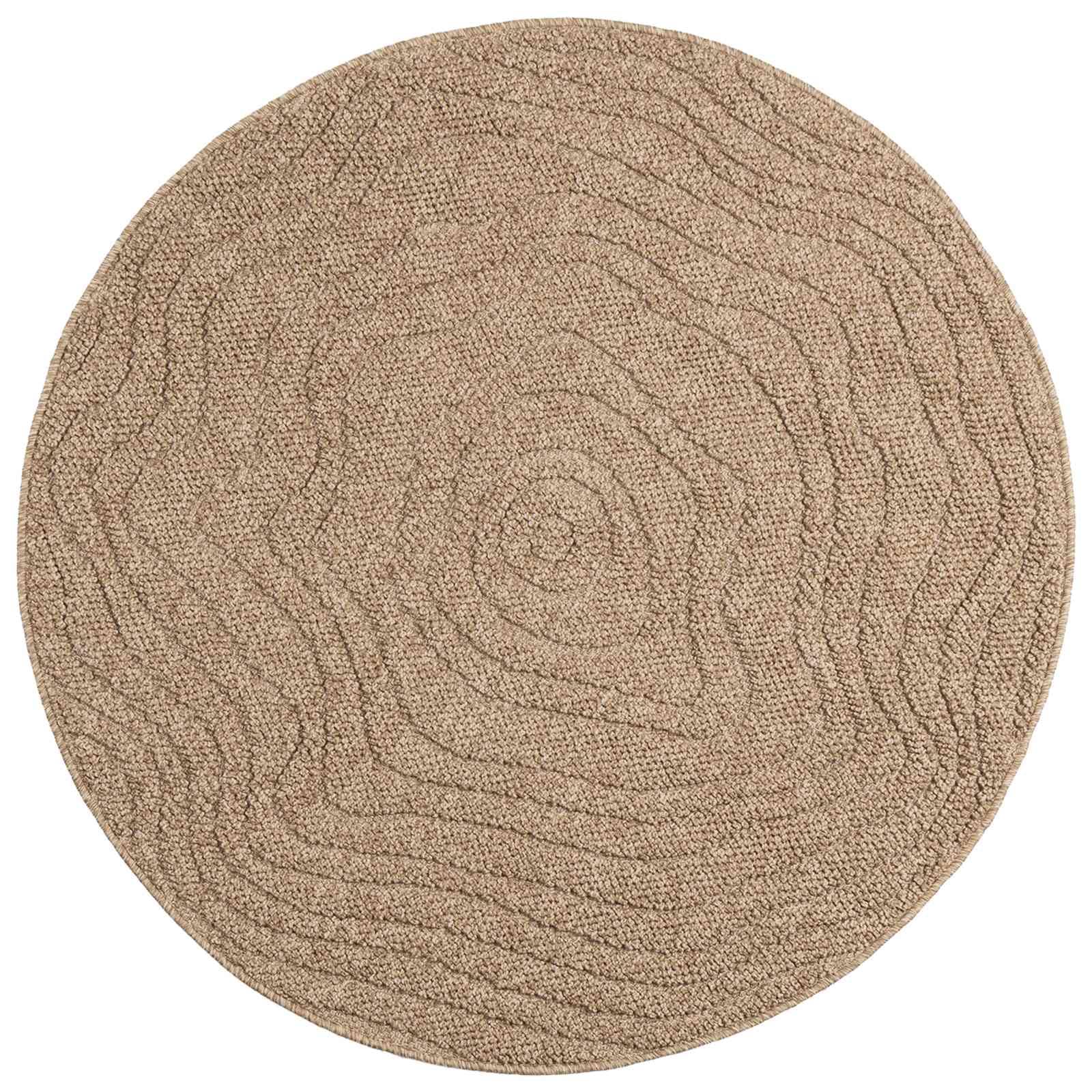Makastle Tapis Rond Naturel 120 x 120 cm en Polyester pour Intérieur et Extérieur