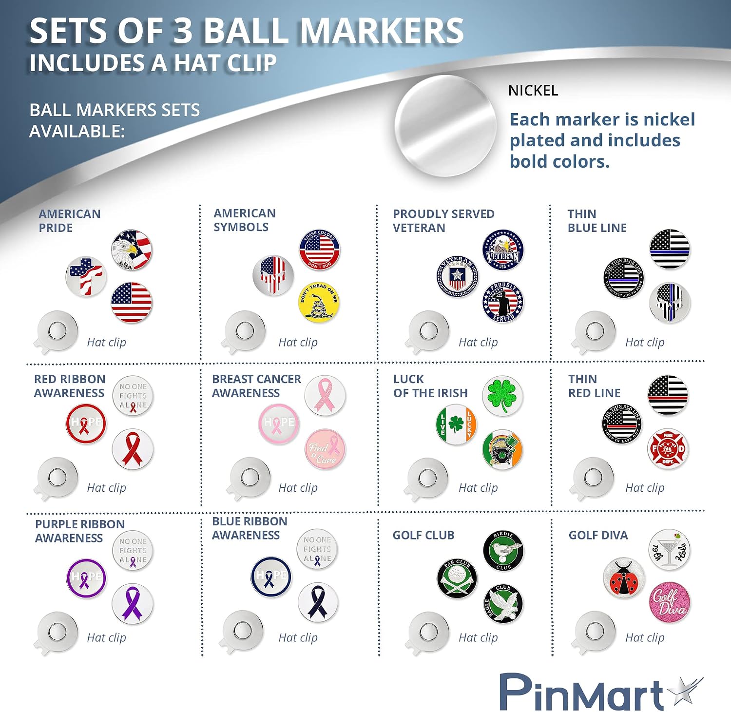PinMart’s Mix Pack Magnetic Ball Markers and Hat Clip - Golf Accessories for Men and Women - Ball Markers and Hat Clip with Magnet for Golf Hats image 3