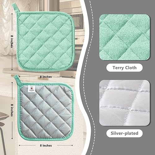 Miniatura 2 de Joyhalo Paquete de 4 soportes para ollas de cocina, resistentes al calor, juegos de ollas para horno, almohadillas calientes de tela de rizo,