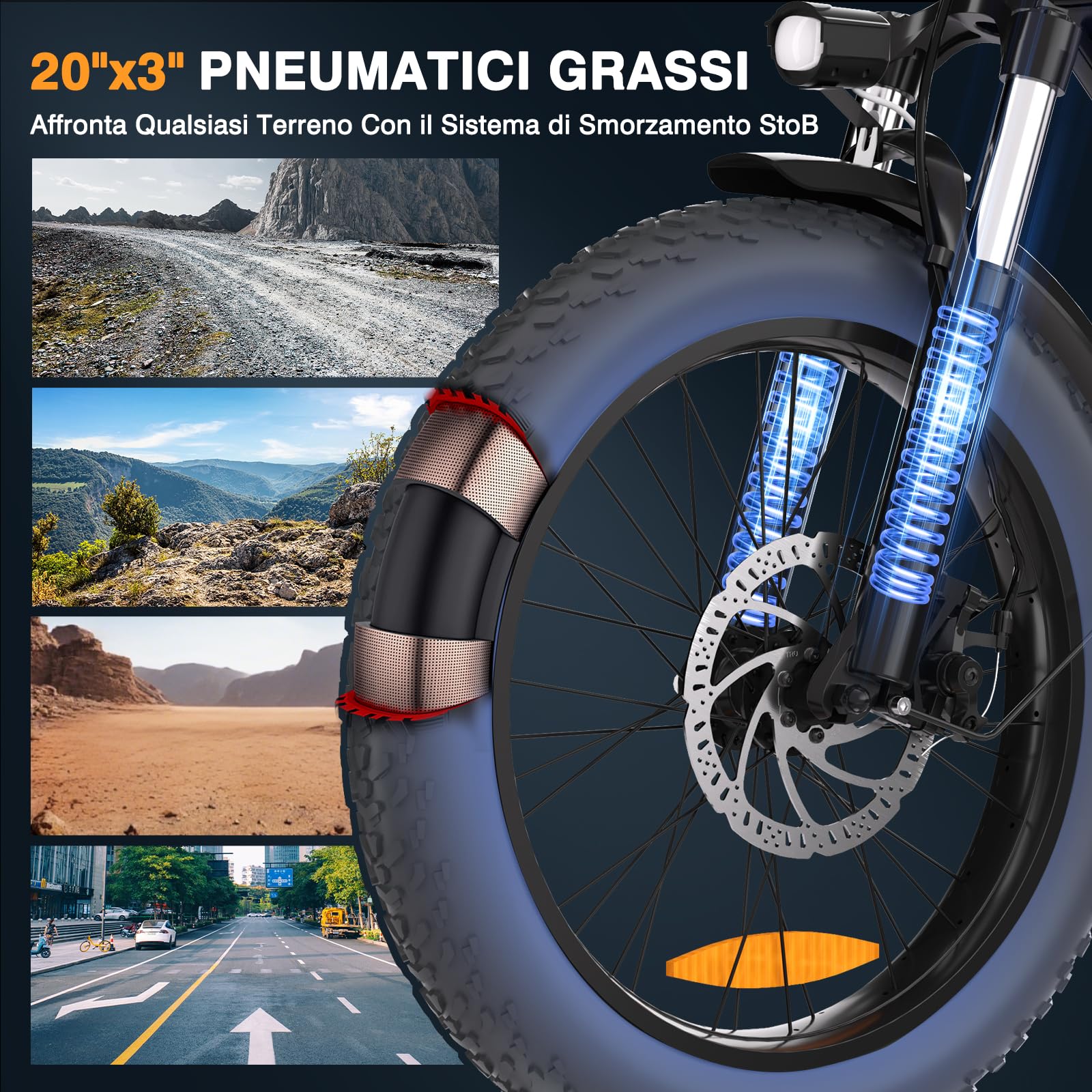 Bodywel F20 E-Bike Adulto 48V 15Ah Batteria 250W Motore 25 km/h, Bici Elettrica Fatbike 20 Pollici per Uomo e Donna, 7 Velocità, Display Smart APP, Freni a Disco 180mm, Portapacchi