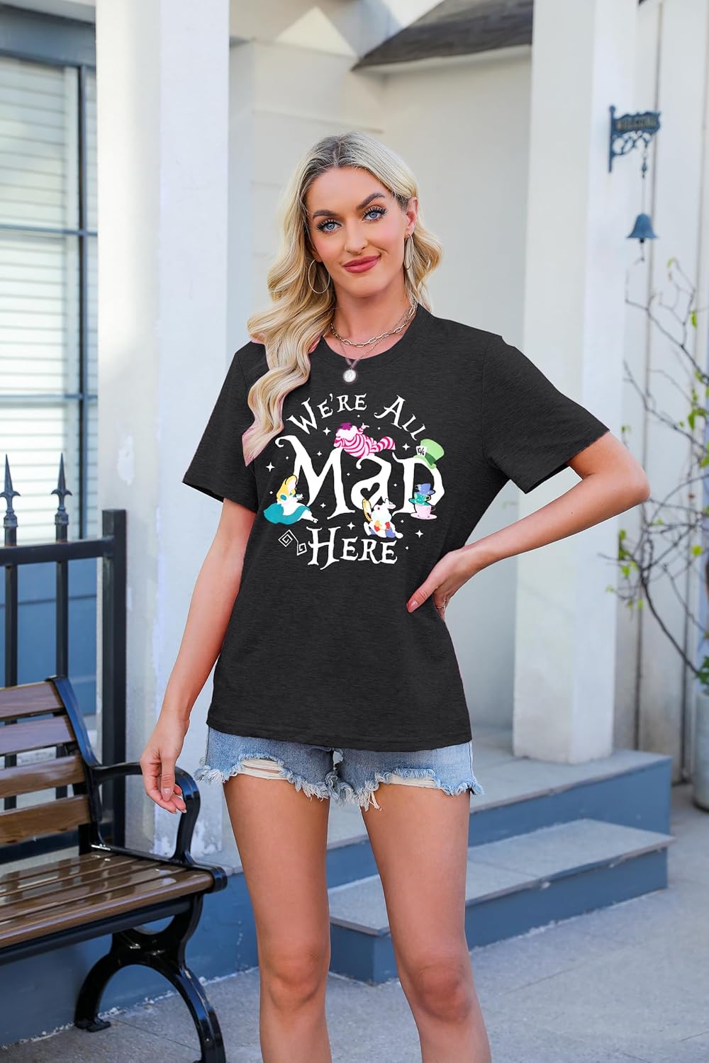 Magical Shirt Women Magic Princess T-Shirt We're All Mad Here Fairy Graphic Shirts Vacation Party Casual Short Sleeve Top - Image 3