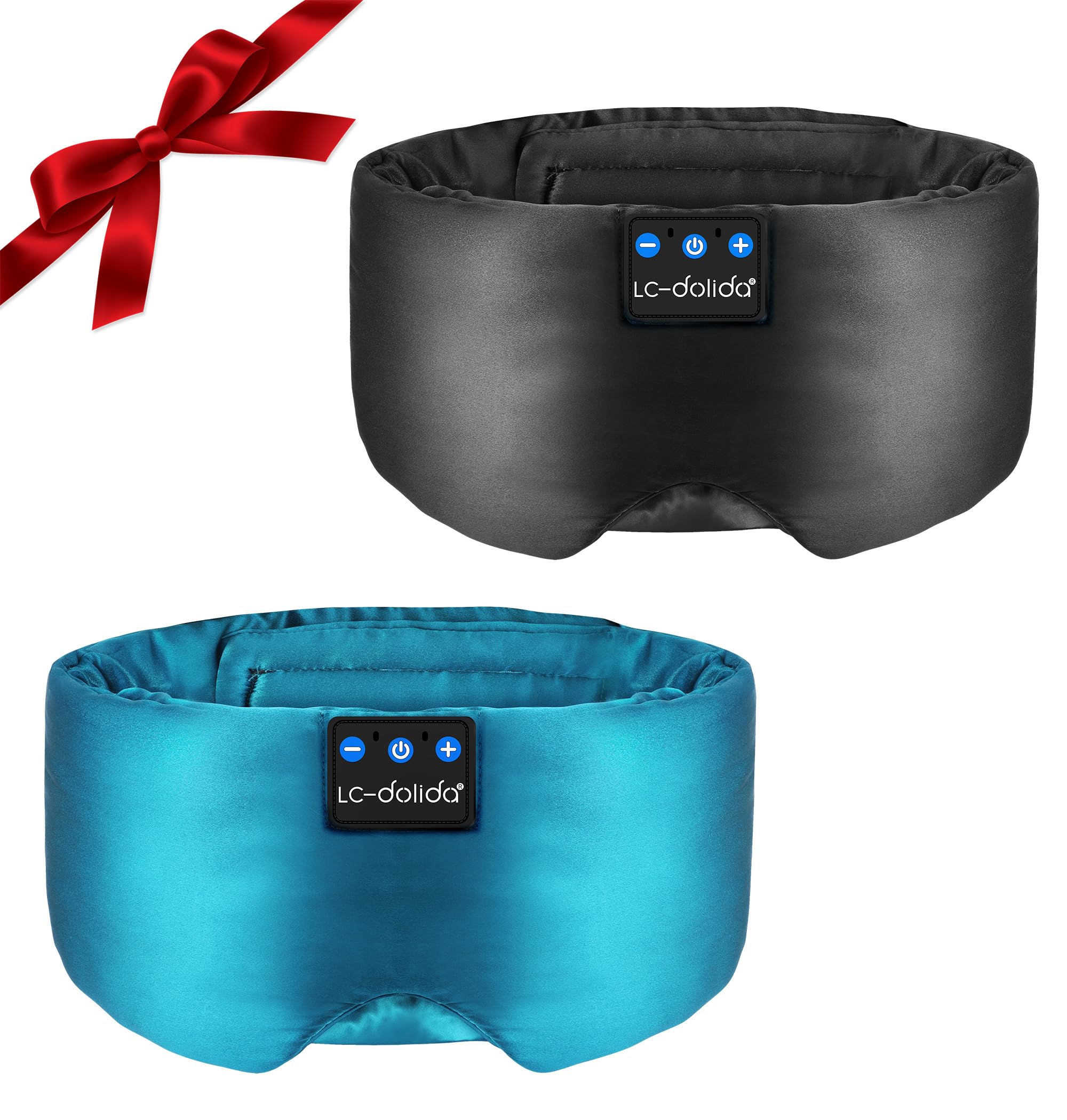LC-dolida Luxurious Silk Soft Sleep Mask Sleep Headphones with Bluetooth 5 4 for Side Sleeper Total Blackout Eye