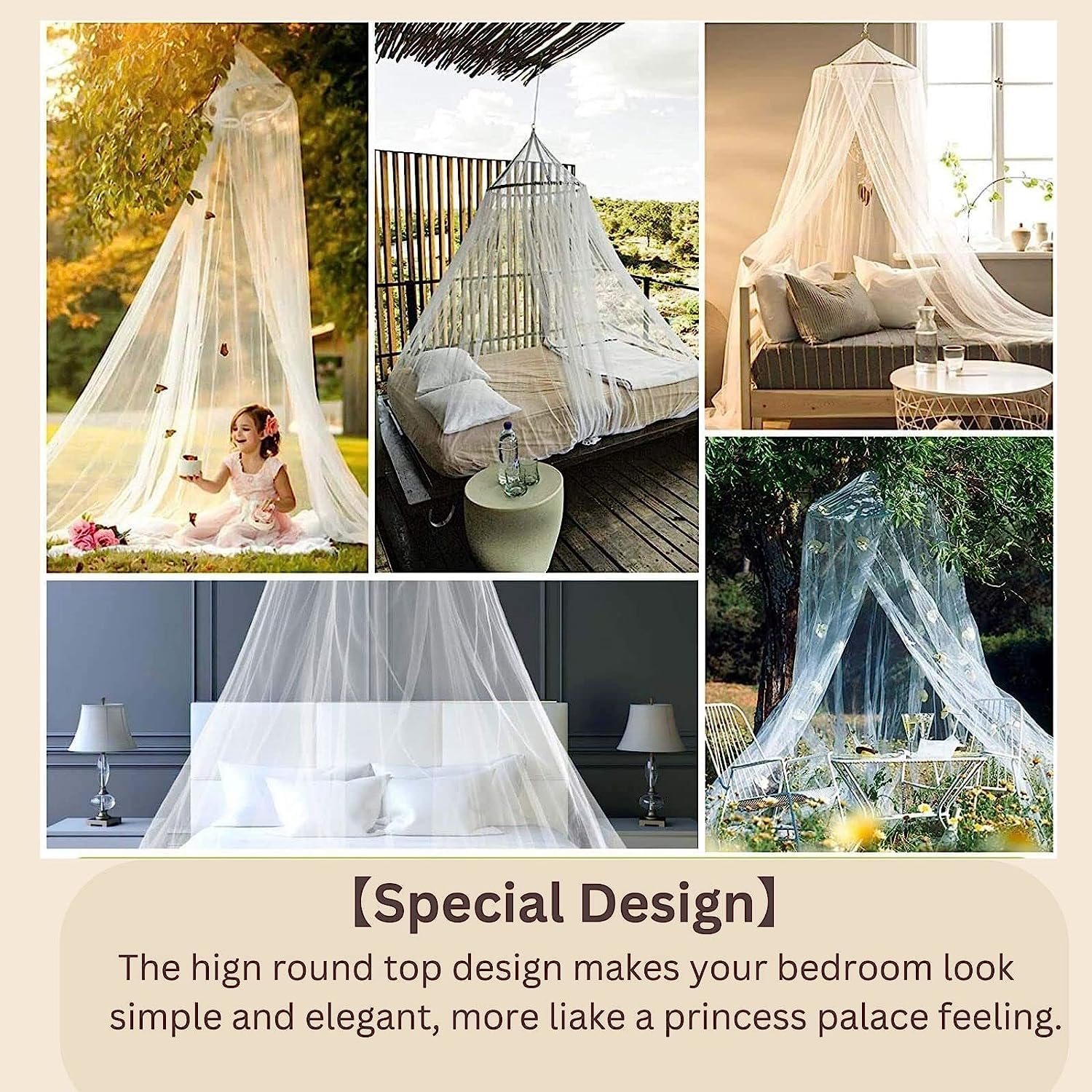 Moustiquaire pour lit | Protection Contre Les Insectes pour Lits Simples et Doubles - idéale pour Les Voyages | Auvent Comprenant Chevilles, Crochets adhésifs et Sac (White-A)