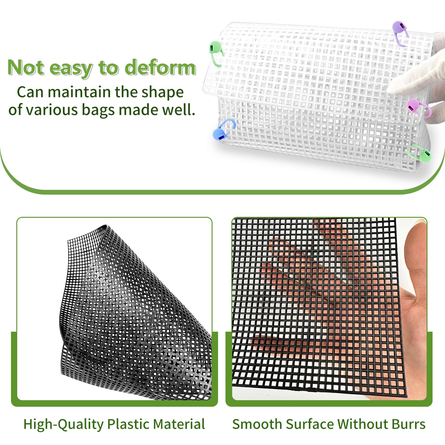 Fogli Di Rete In Plastica Per Uncinetto | 4 Pezzi 50x33 Cm | 6mm Fori | Per Borse E Lavori Artigianali