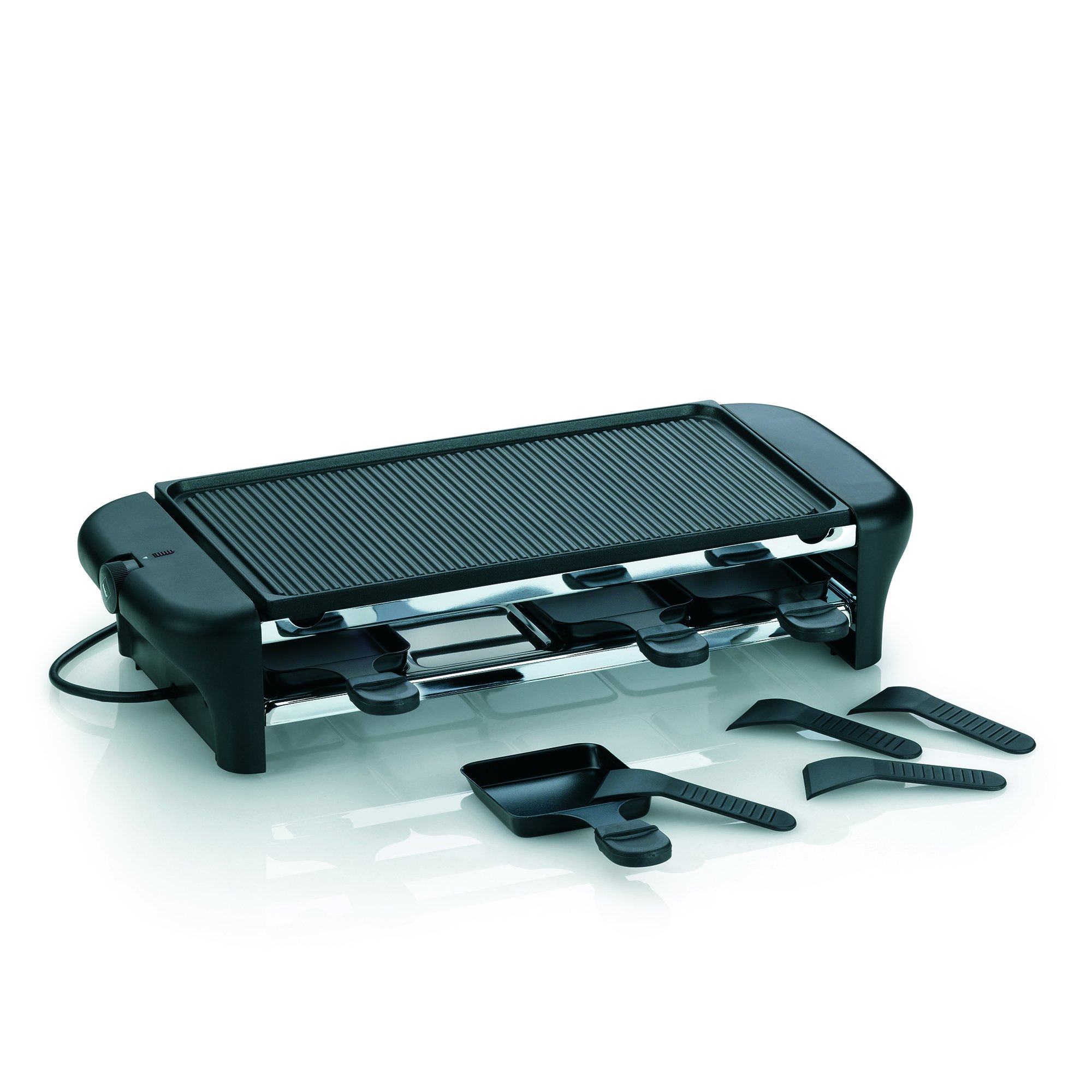 Kela 64002 appareil à raclette électrique avec grill, 8 personnes, aluminium anti-adhésif, ‘Chalet’