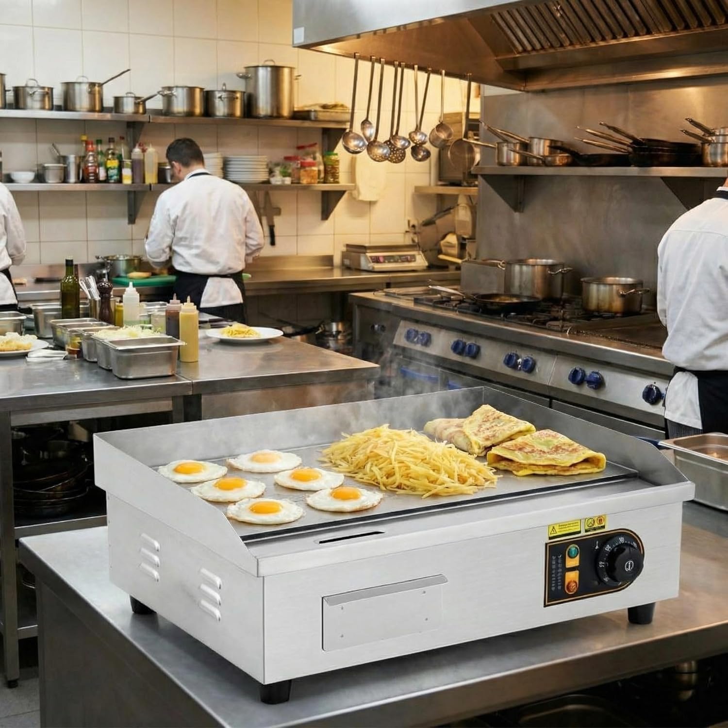 14 Inch Commercial Griddle, 1700W Countertop Electric Griddle with Flat Top and Adjustable Temp(122℉-572 ℉), Stainless Steel Griddle Grill for Home/Restaurant