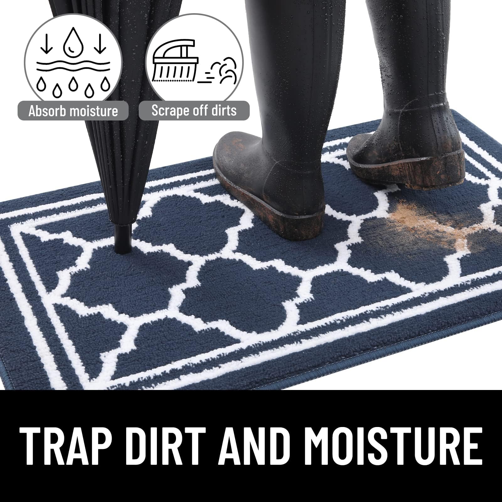 Homaxy Washable Door Mats Indoor, Dirt Trapper Mat Absorbent Non-Slip Low Profile Doormat for Entrance Inside, Kitchen - Image 2