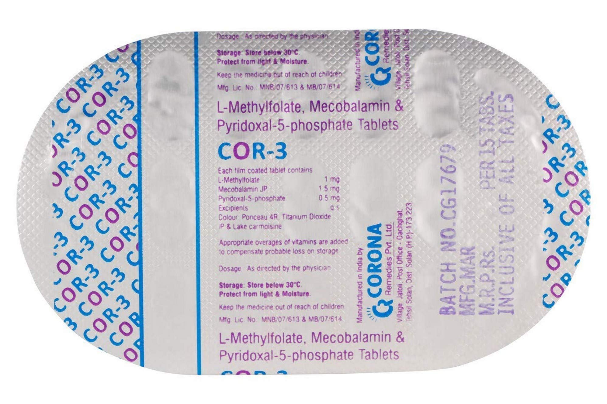 COR-3 - Strip of 15 Tablets