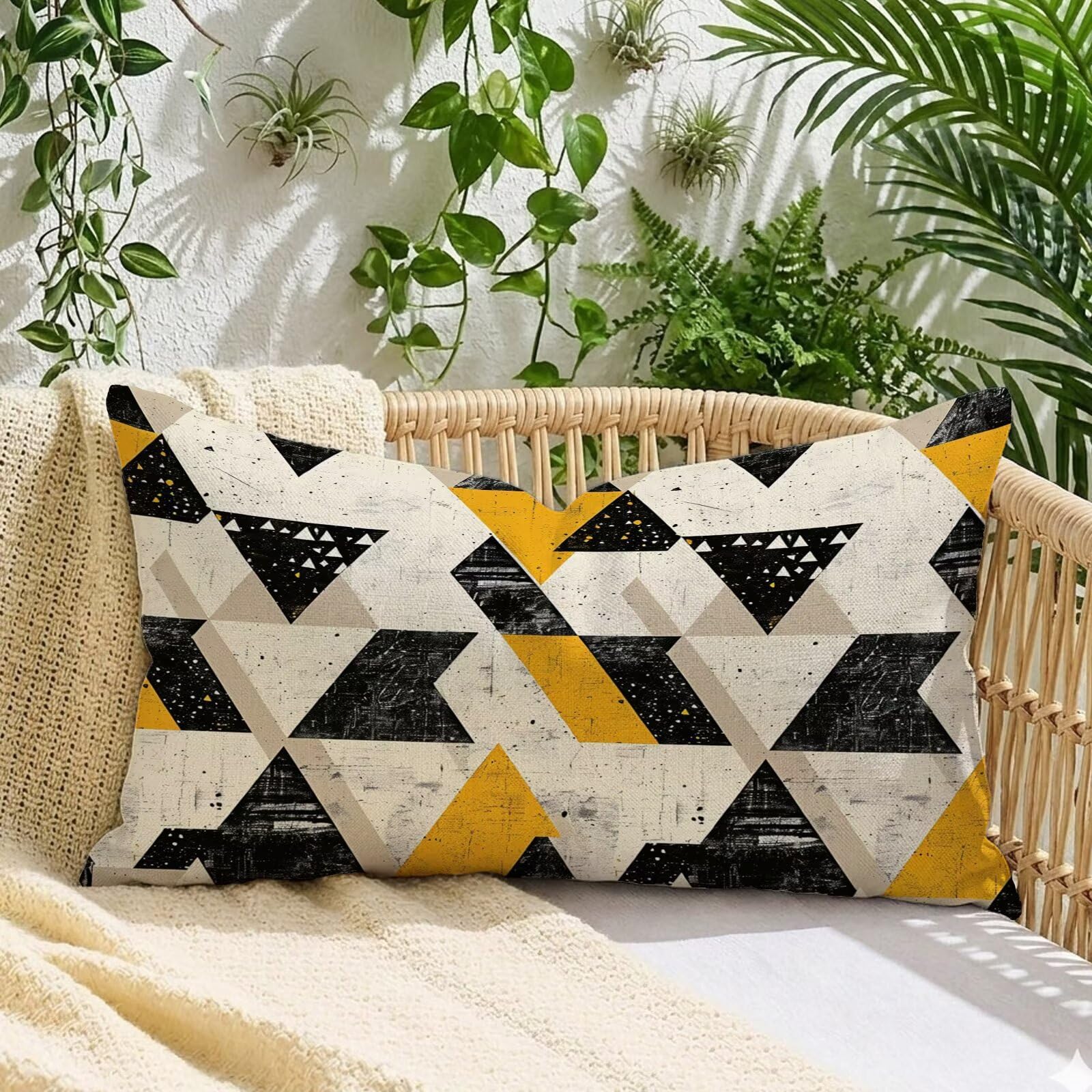 Housse Coussin 50x70 Imperméable Anti-Pluie pour Canapé Jardin Gris