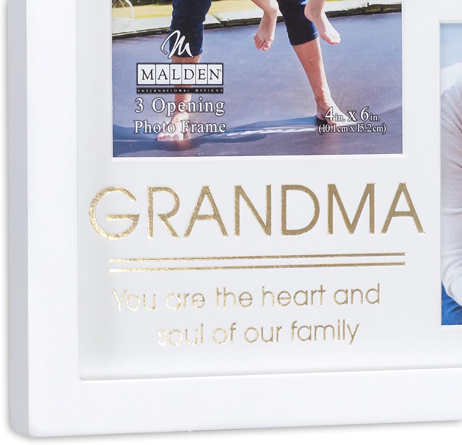 Malden International Designs 3 Opening 4 x 6 inch and 4 x 4 Matted Grandma Collage Wall Picture Frame Matte Quality MDF Wood White
