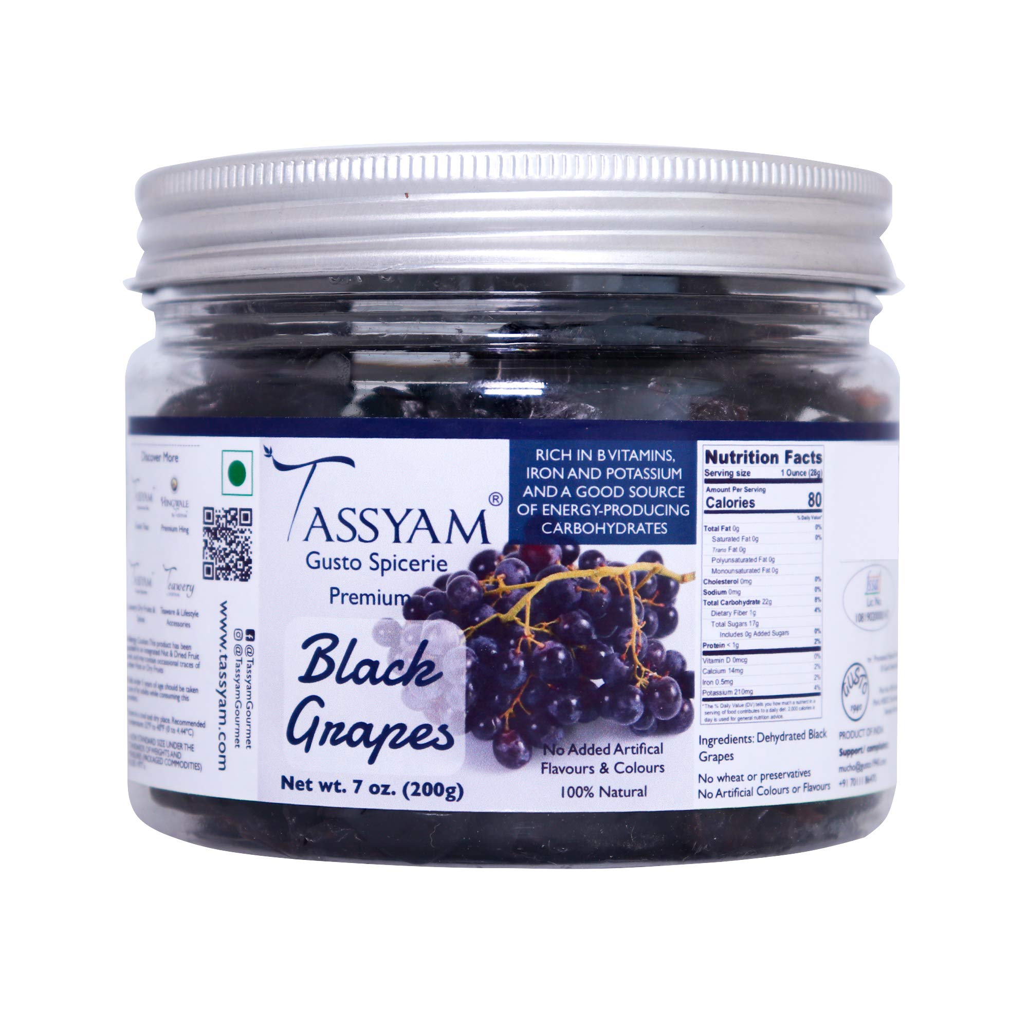 Tassyam Exotic Dehydrated Black Grapes 200g Jar | Seedless Ultra Rare Kishmish (B07WC37R1N) Amazon Price History, Amazon Price Tracker