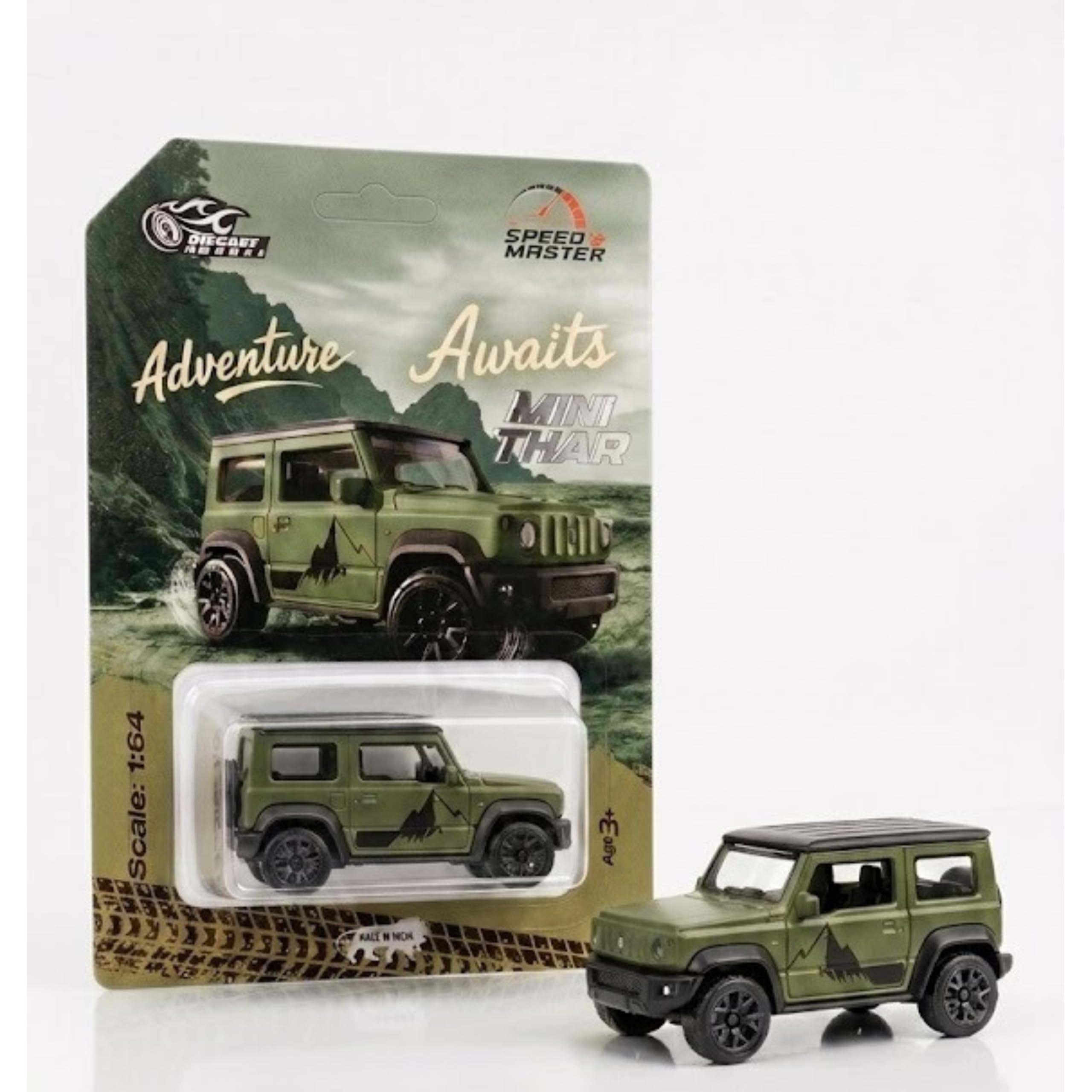 Mini Style Die Cast Metal Military Green SUV Toy Car 1:64Scale Collectible Off Road Adventure Model Vehicle for Kids Play Display Premium Miniature Car Gift Durable Metal Body Realistic SUV Model