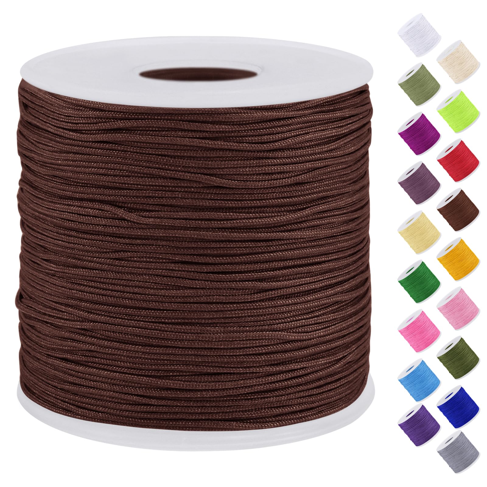 Uiopa Brown Nylon Cord, 0.7Mm X 131 Yards Nylon String For Bracelet Making, Beading Thread Bracelet Cord For Necklace, Jewellery Making, Macrame, Diy Crafts,
