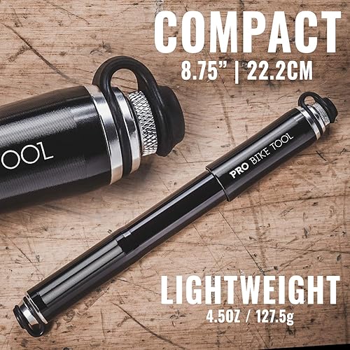 Miniatura 8 de Pro Bike Tool Bomba de bicicleta con manómetro que es compatible con Presta & Schrader  Inflado preciso  Mini bomba de llanta para bicicleta de