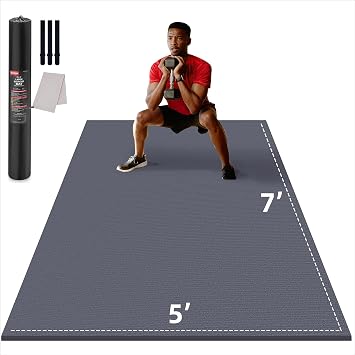 GymCope Large Exercise Mat for Home Workouts, 12x6/10x6/9x6/8x6/7x5/6x4 ft