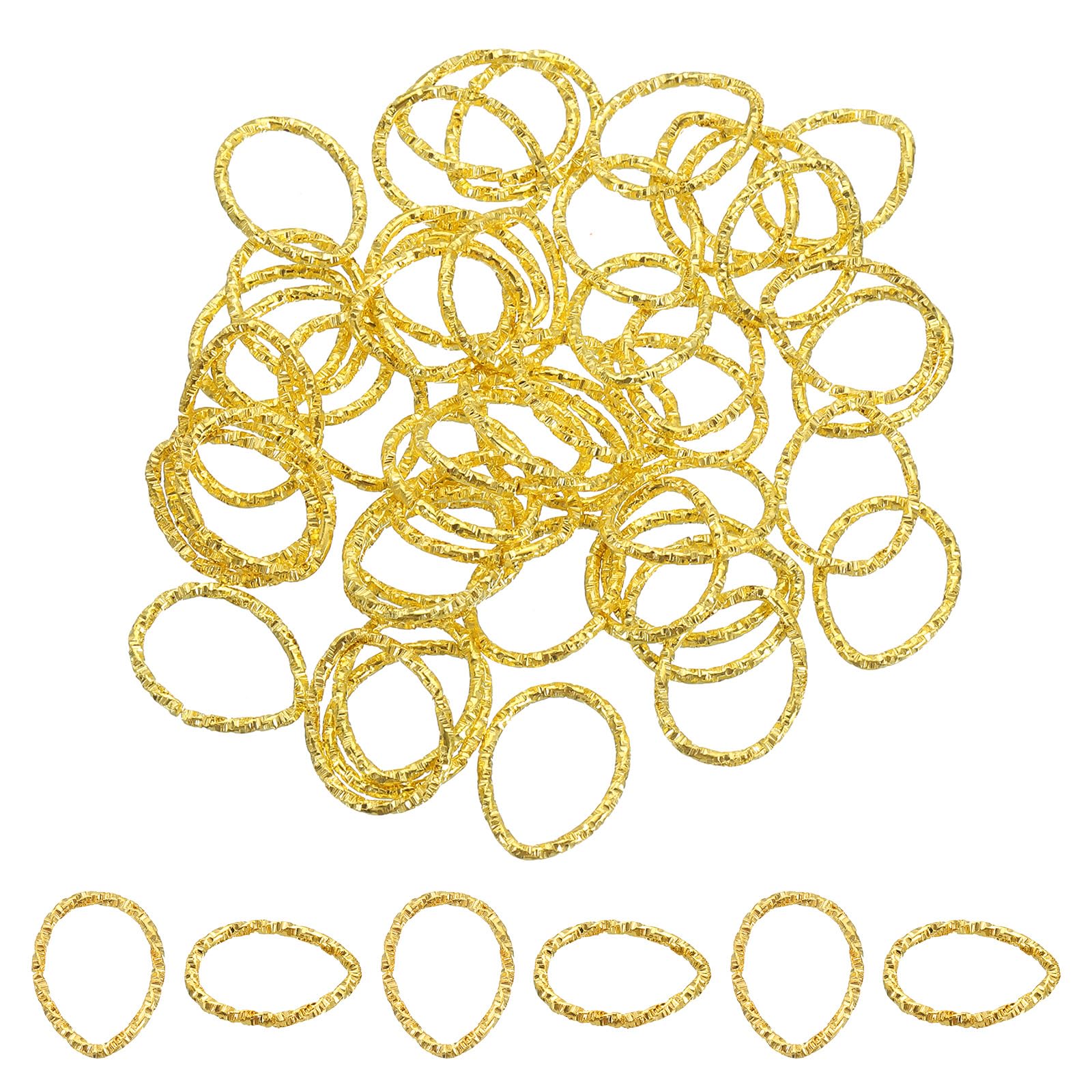 sourcing map 50Pcs Open Jump Rings, 14mm Twisted Teardrop Shape Connectors for DIY Crafts Bracelet Necklaces Jewelry Making, Gold