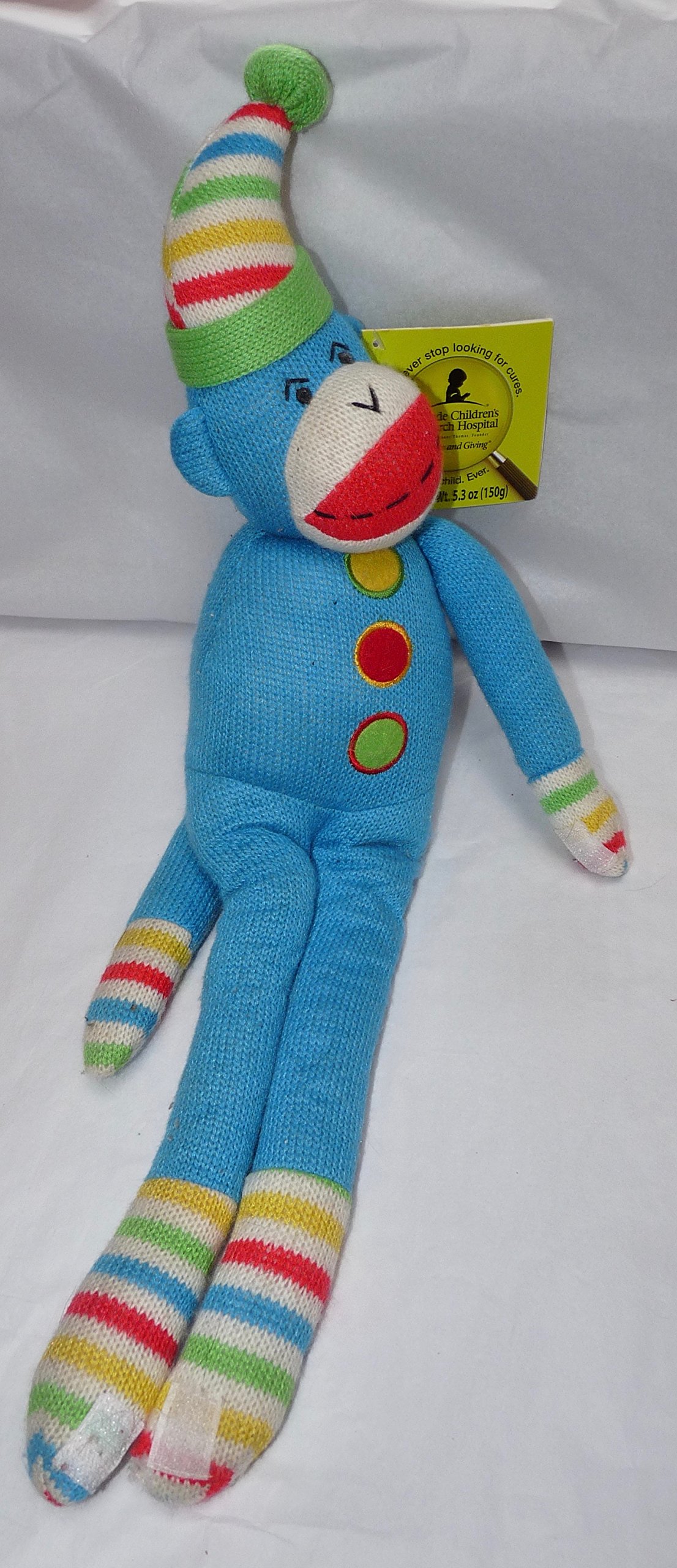 Sock Monkey SCM Designs Blue One Arm St. Jude 22" Plush