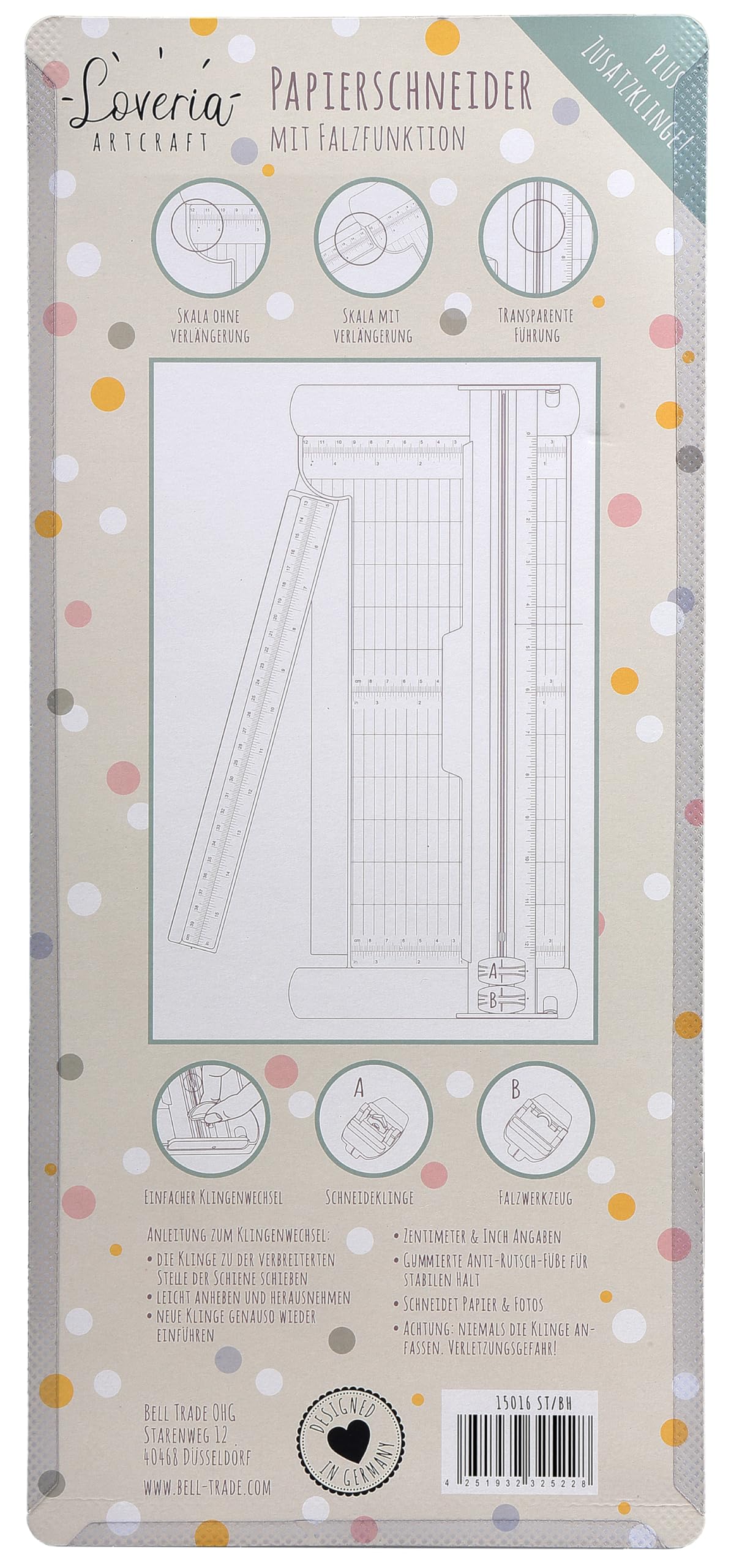 Coupe-Papier Pliage A3 Loveria – Découpeuse Papier Carton 250g/m² + Lame Rechange, Guide Transparent, Pieds Antidérapants, Règle Cm/pouces