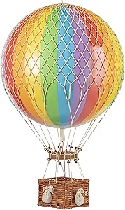 Authentic Models, Jules Verne Air Balloon, Hanging Home Decor - 27.6 Inch Height, Historic Hot Air Balloon Model for Home Decor, Detailed Vintage Decorations to Hang from Ceiling - Rainbow