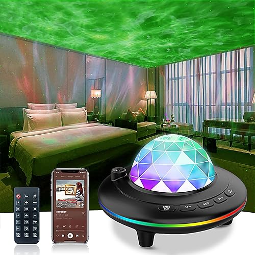 Thorder Proyector de galaxia, proyector de luz de galaxia con ondas oceánicas, lámpara de luz nocturna LED con control remoto, cambio de colores,