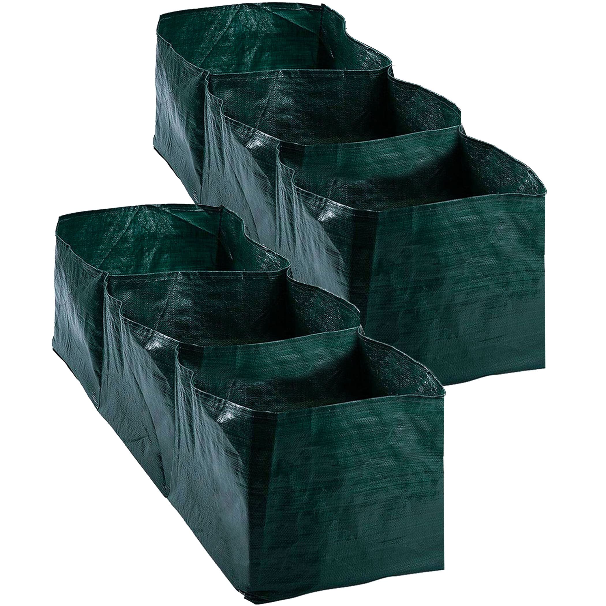 Photo 1 of 2PCS Raised Garden Planter Fabric Bed, 3Divided Grids Durable Square Planting Grow Pot, Plant Grow Bags for Outdoor Carrot Onion Herb Flower Vegetable Plants 2pcs 3 Grids