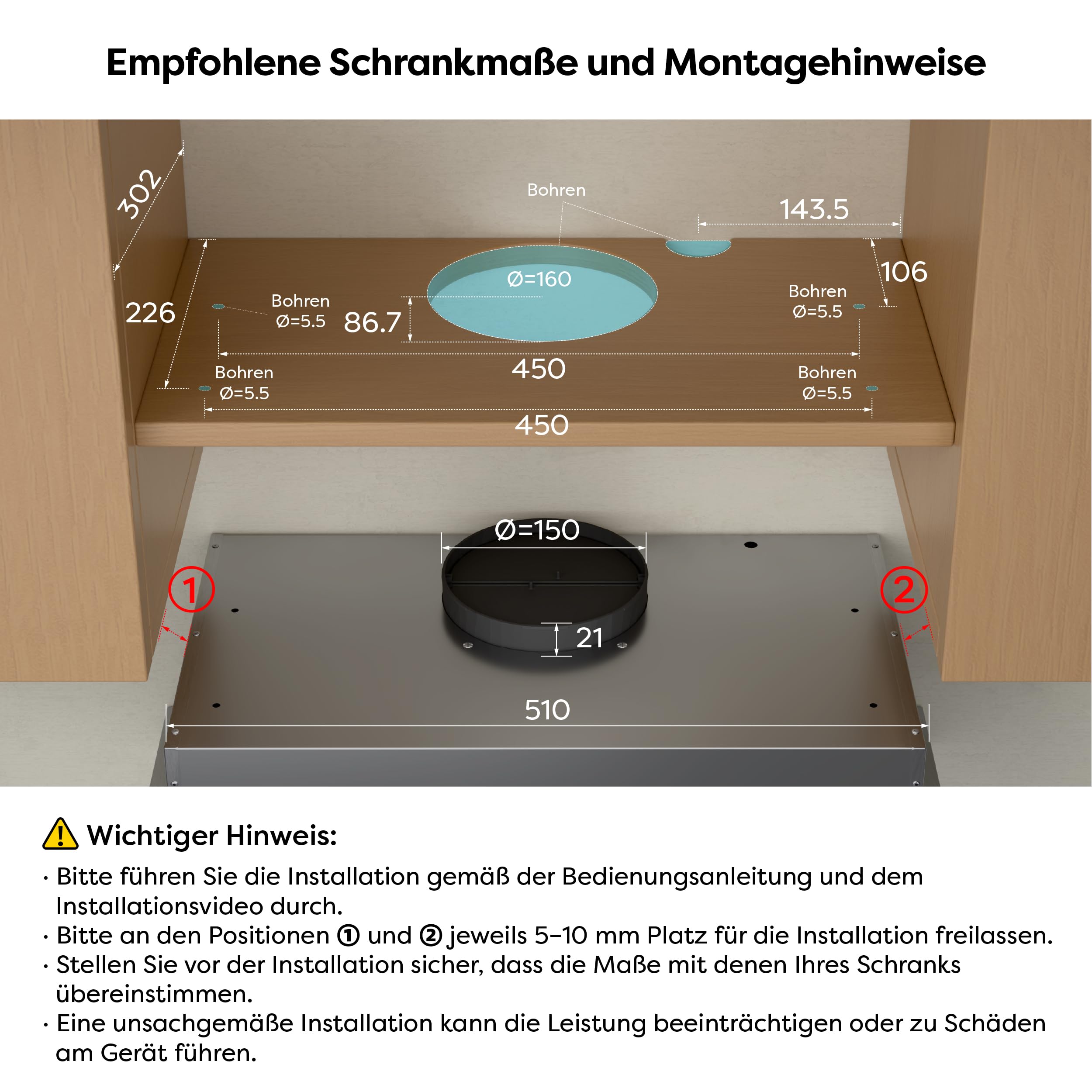 CIARRA CBCS6906D Flachschirmhaube 60 cm 391 m³/h Dunstabzugshaube Umluft Abluft Silber