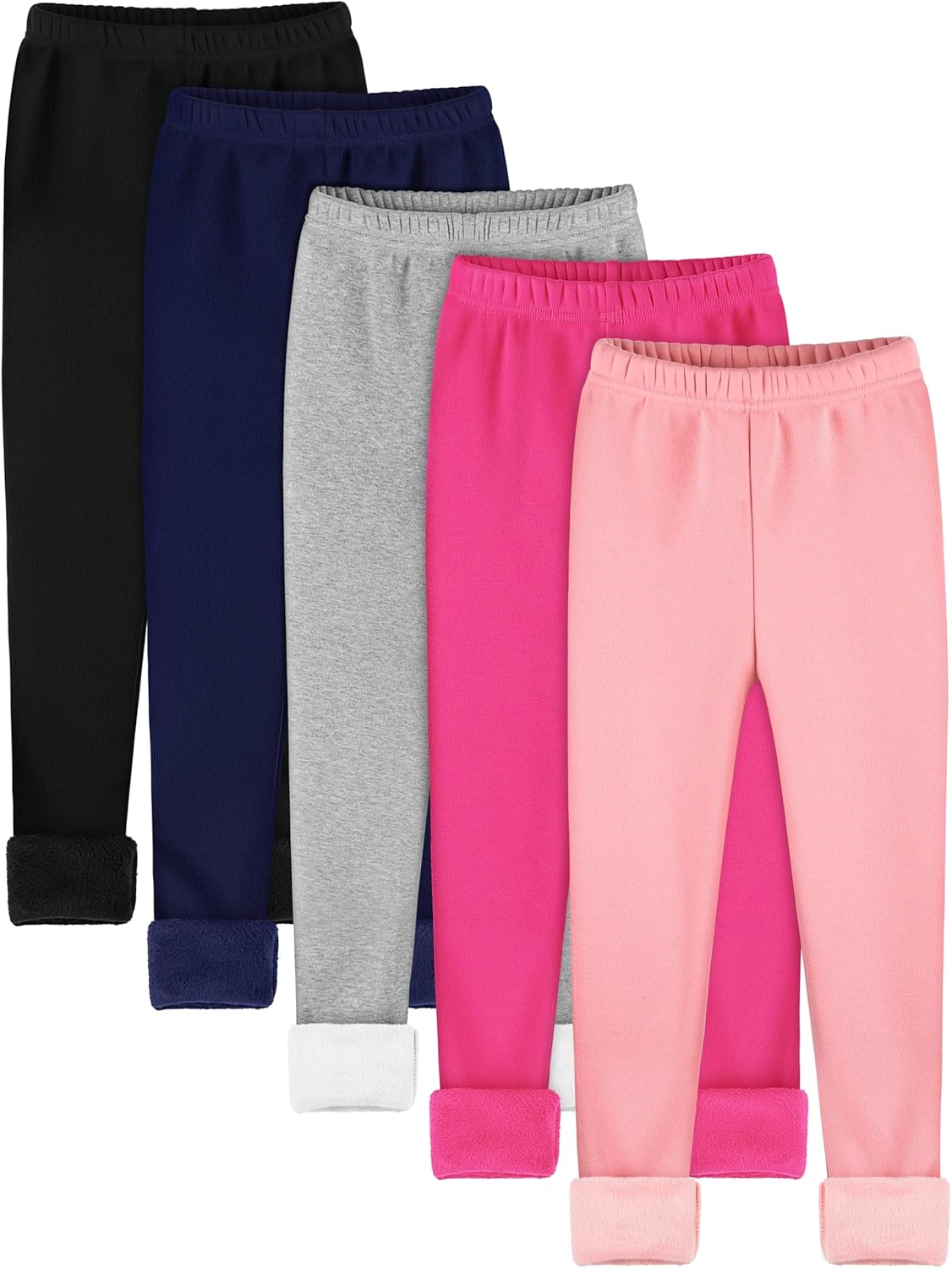 Resinta 5 Pack Girls Winter Fleece Lined Leggings Thick Thermal Tights Soft Warm Stretchy Full Length Pants for Kids Winter Resinta 5 Pack Girls Winter Fleece Lined Leggings Thick Thermal Tights Soft Warm Stretchy Full Length Pants for Kids Winter