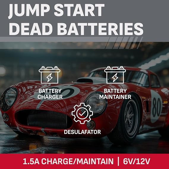 Schumacher Electric 1.5A Car Battery Charger & Maintainer, 6V/12V SC1355