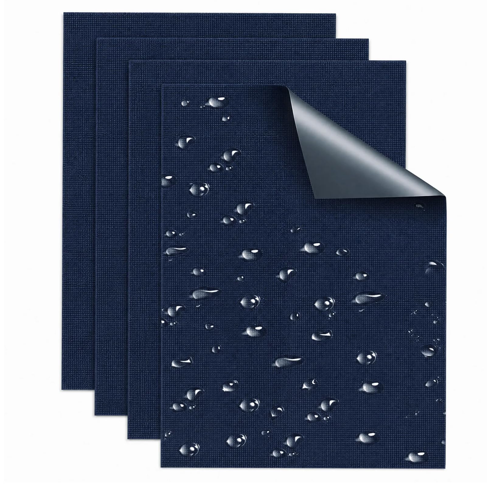 Skystuff Self-Adhesive Canvas Repair Tape, Heavy Duty Waterproof Fabric Repair Patches for Sofa, Chair, Awning, Tent, Clothes, Camping Outdoor Gear, Instant Strong Fix, 15x20cm, 4pcs Navy