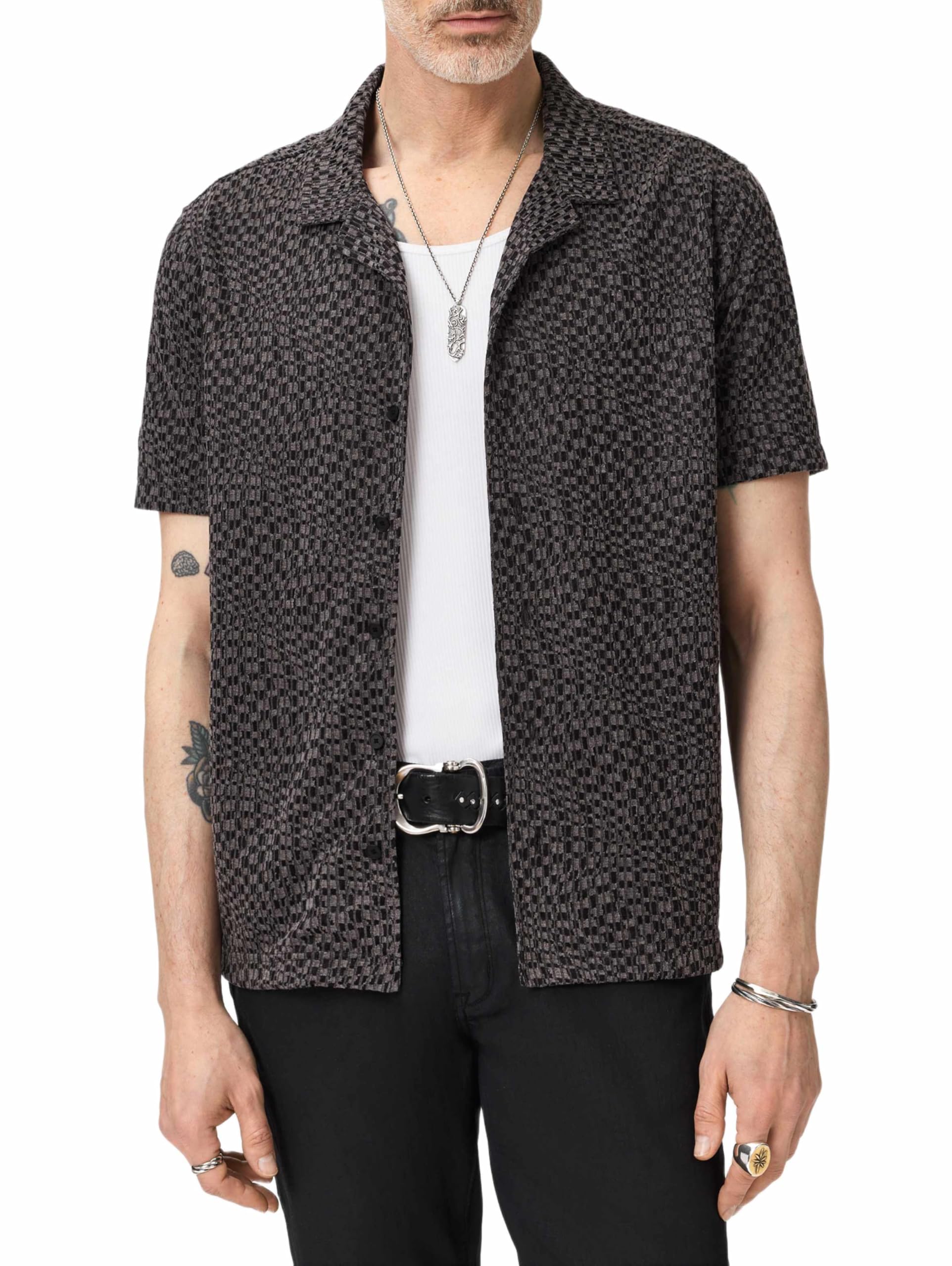 Photo 1 of John Varvatos Cilliam Camp Collar Shirt Black XS