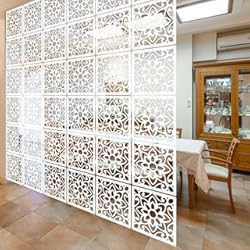 Paneles Huecos De Madera Lchen Separador de habitación Colgante, 10 Piezas de Madera y plástico de 5 mm de Grosor, Panel de Pantalla para Sala de Estar y Dormitorio (HTT-10S, 11.4 x 11.4 Pulgadas)