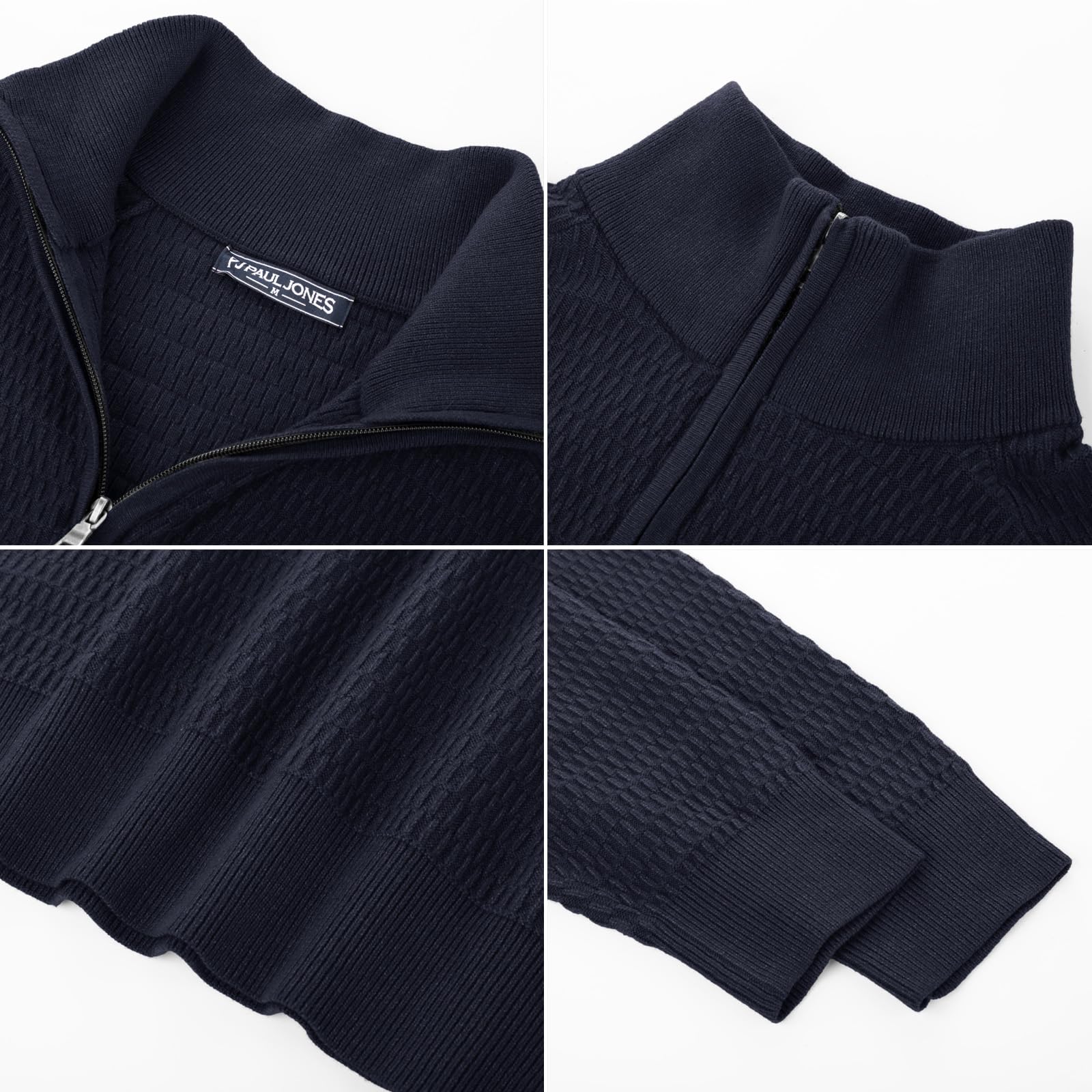 PJ PAUL JONES Maglione Uomo Invernale con Zip Regular Fit con Collo Alto Maglione | mezza cerniera, collo alto, scollo a V, maglia fine, morbido, caldo per l'inverno